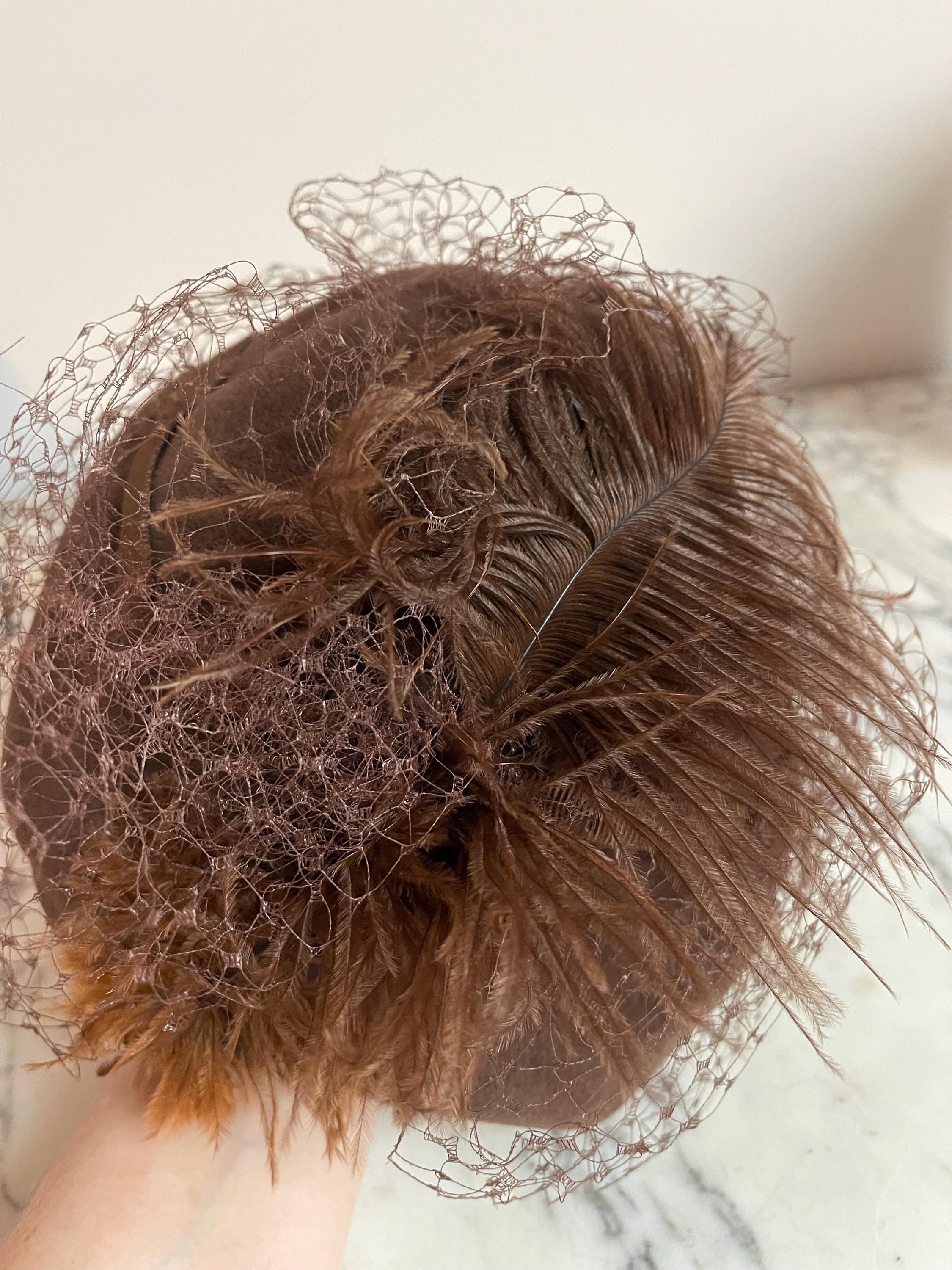 Brown Velour Pillbox Hat