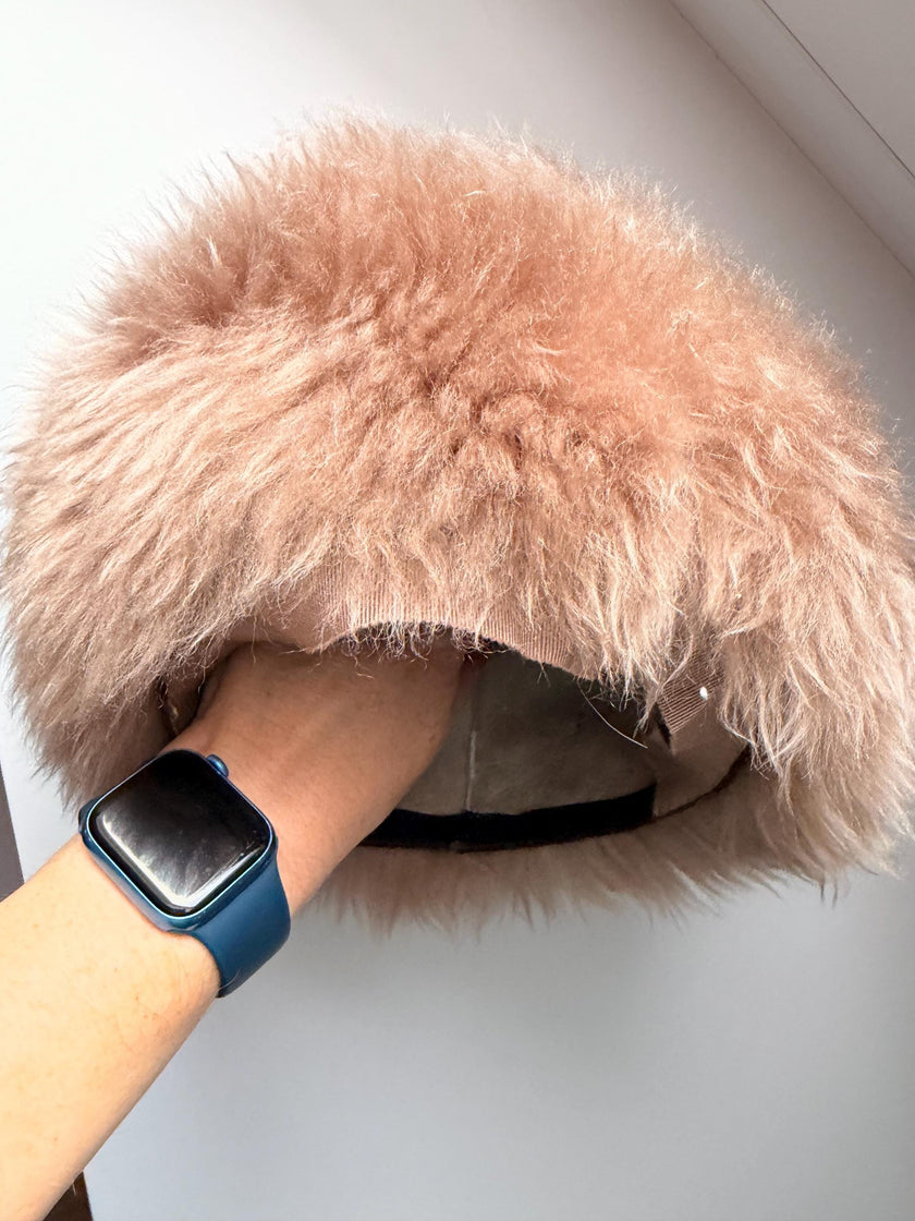 Beige Lamb Fur Hat