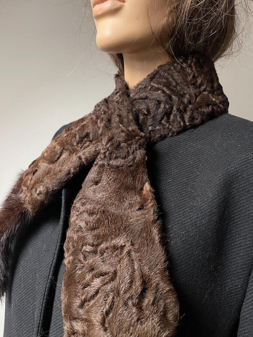 Brown Karakul Fur Scarf