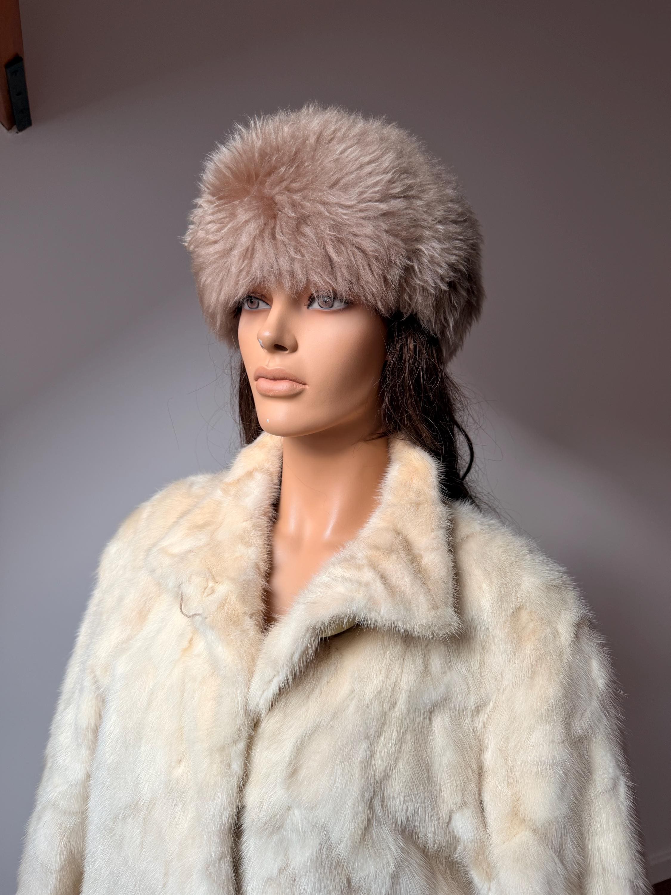 Beige Lamb Fur Hat