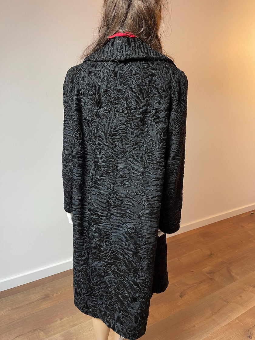 Black Lamb Fur Coat - XL - 2X