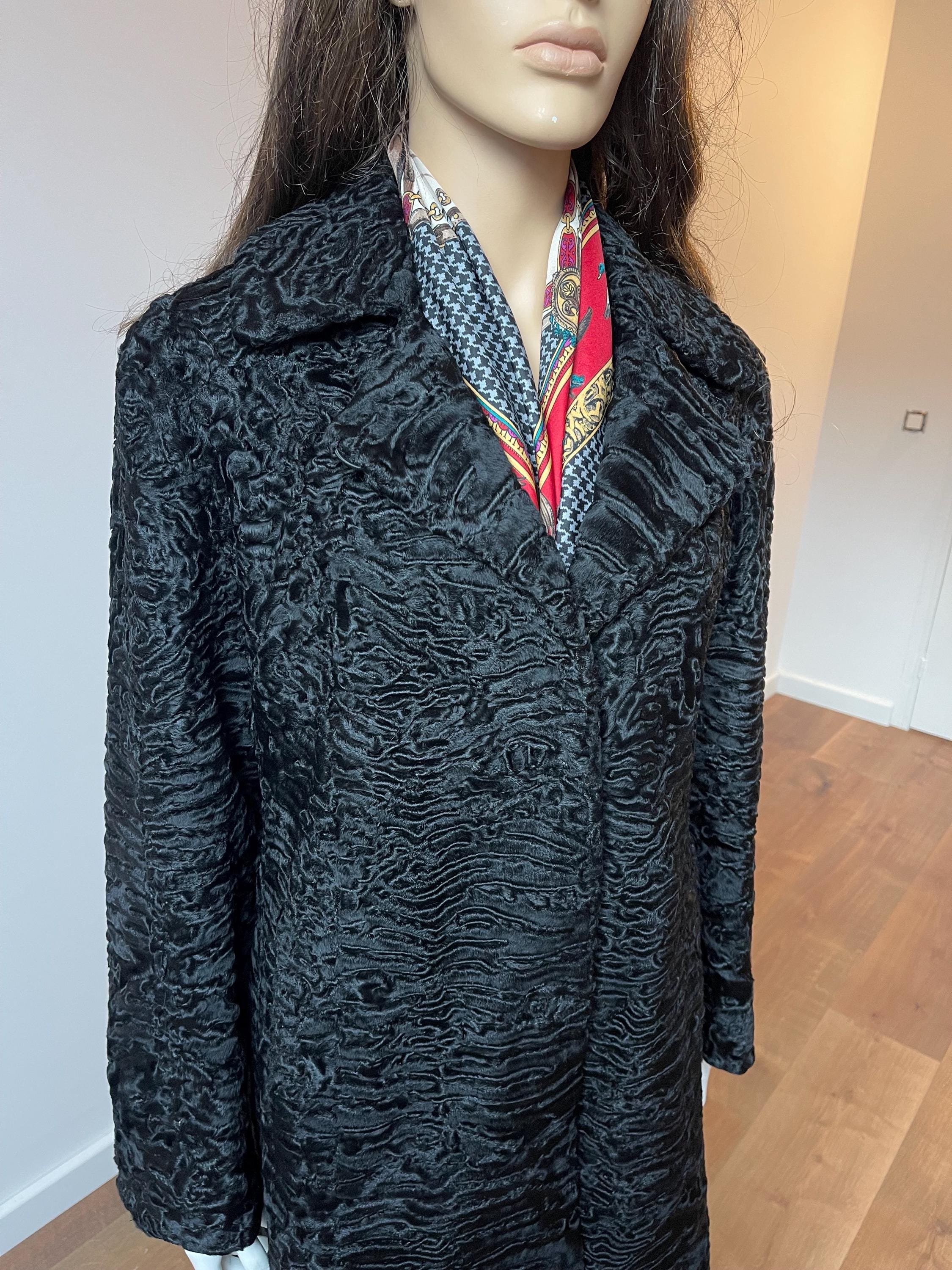 Black Lamb Fur Coat - XL - 2X