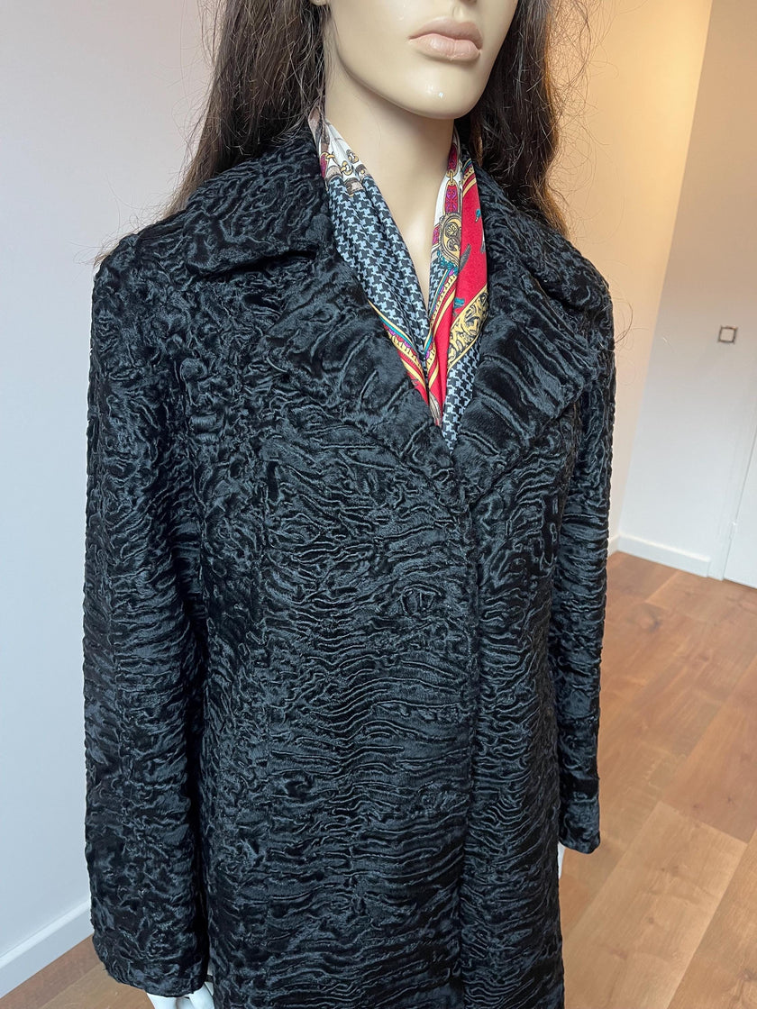 Black Lamb Fur Coat - XL - 2X