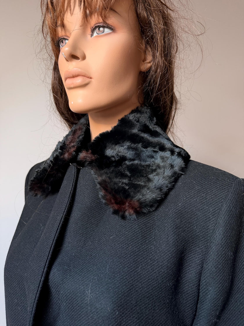 Black Sheepskin Fur Collar