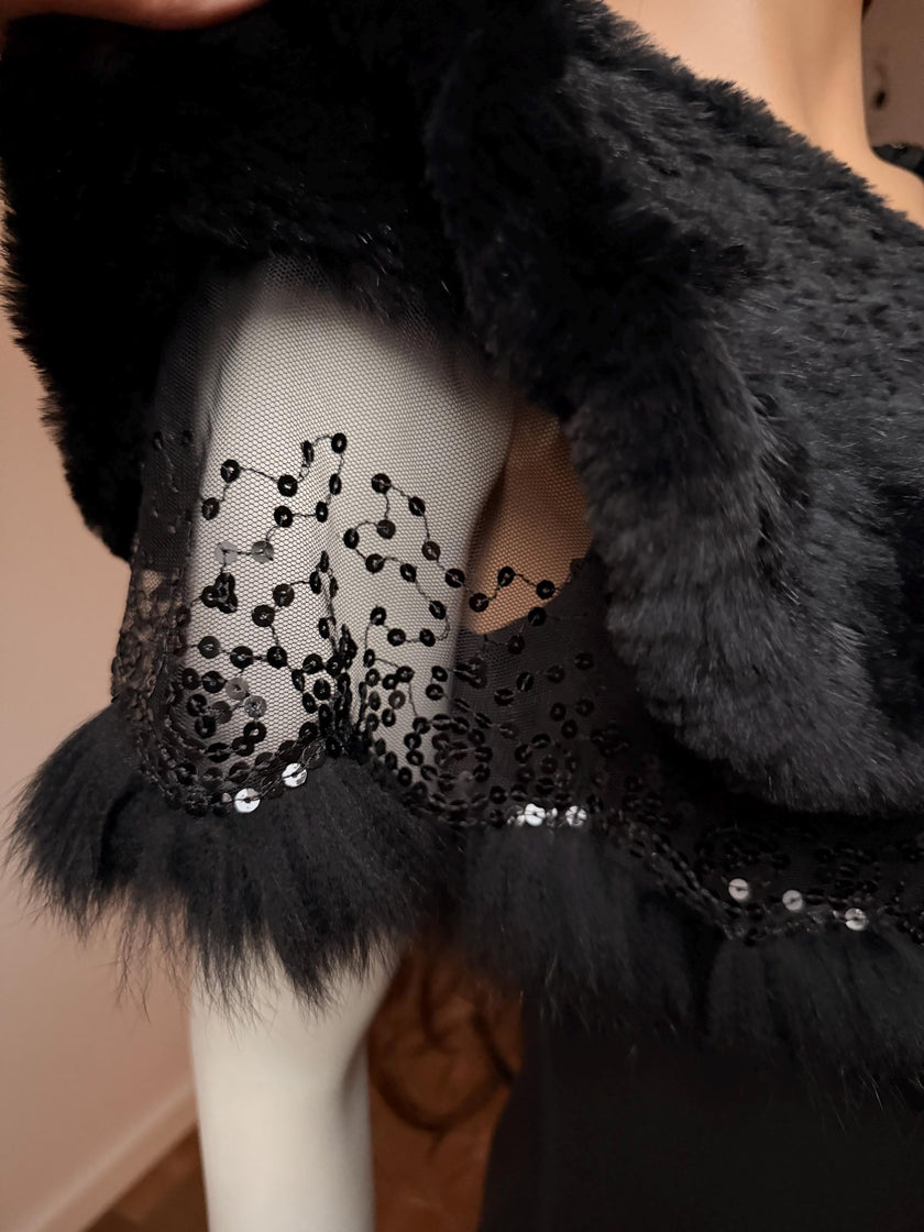 Black Rabbit Fur Stole