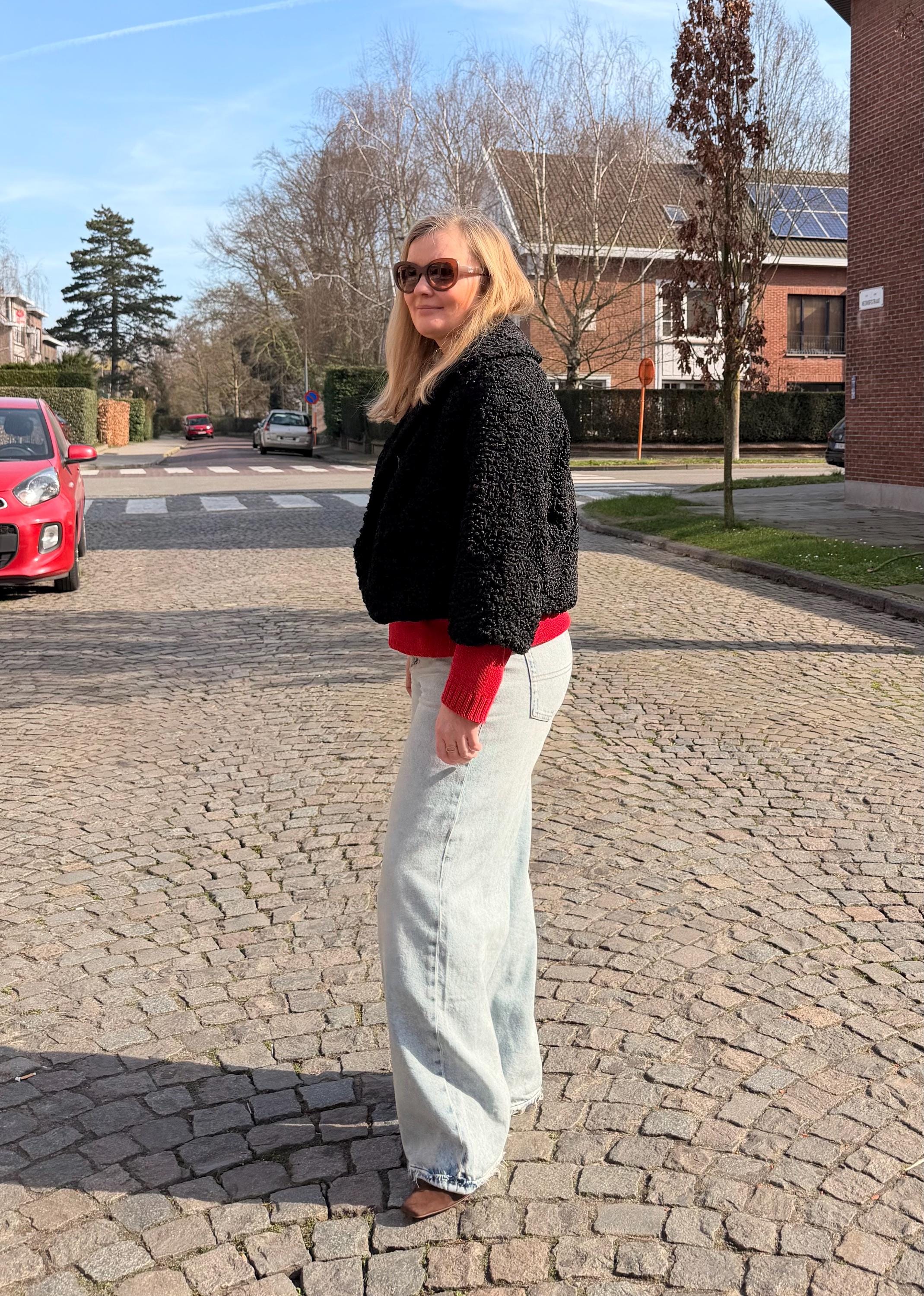 Short Lamb Fur Jacket - S-M