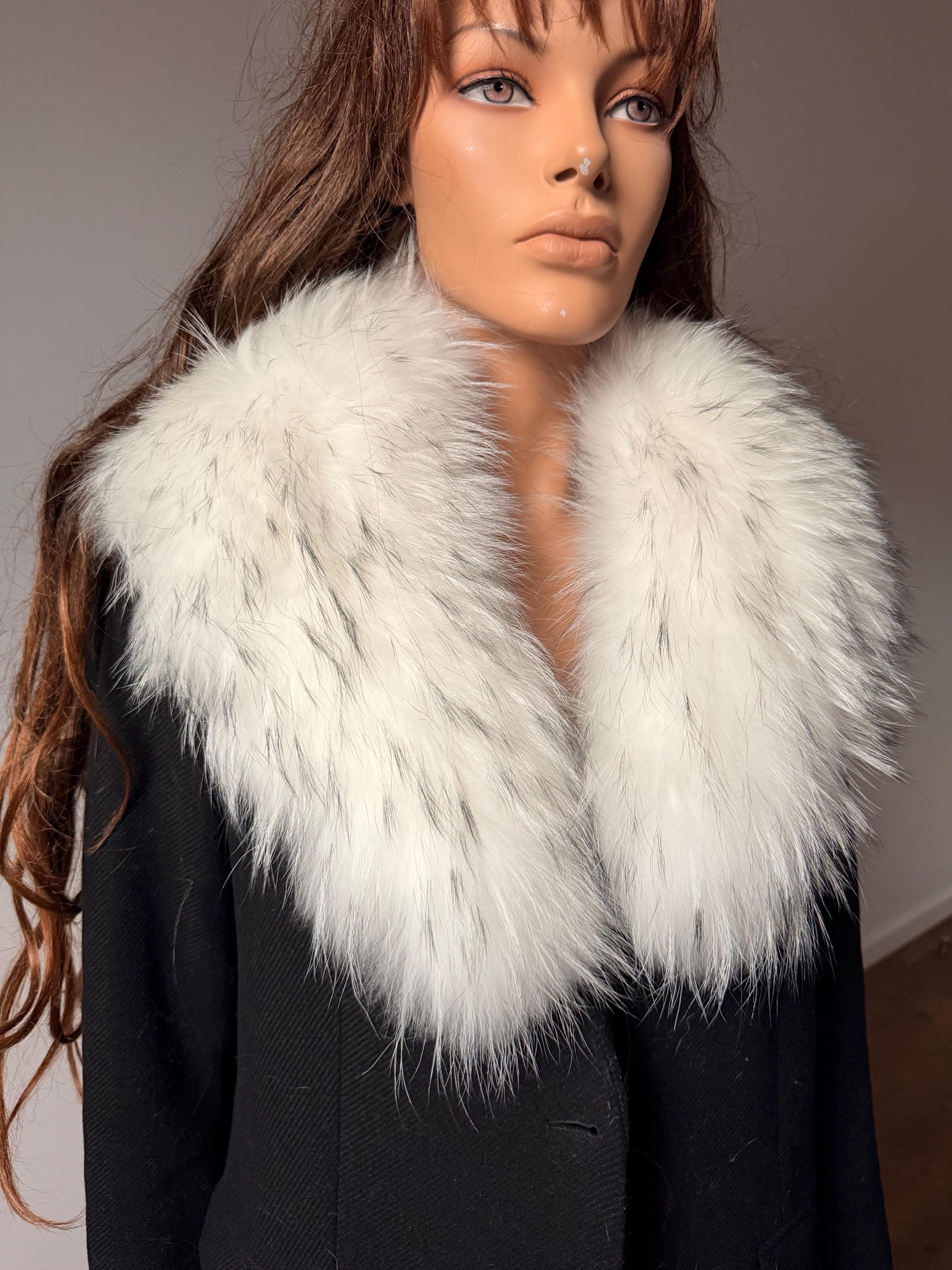 White Raccoon Fur Collar