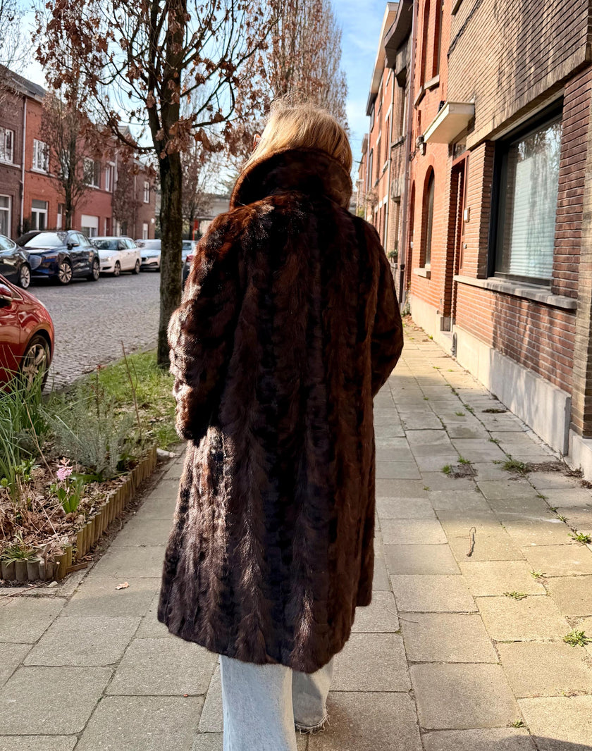 Brown Mink Fur Coat – M-XL