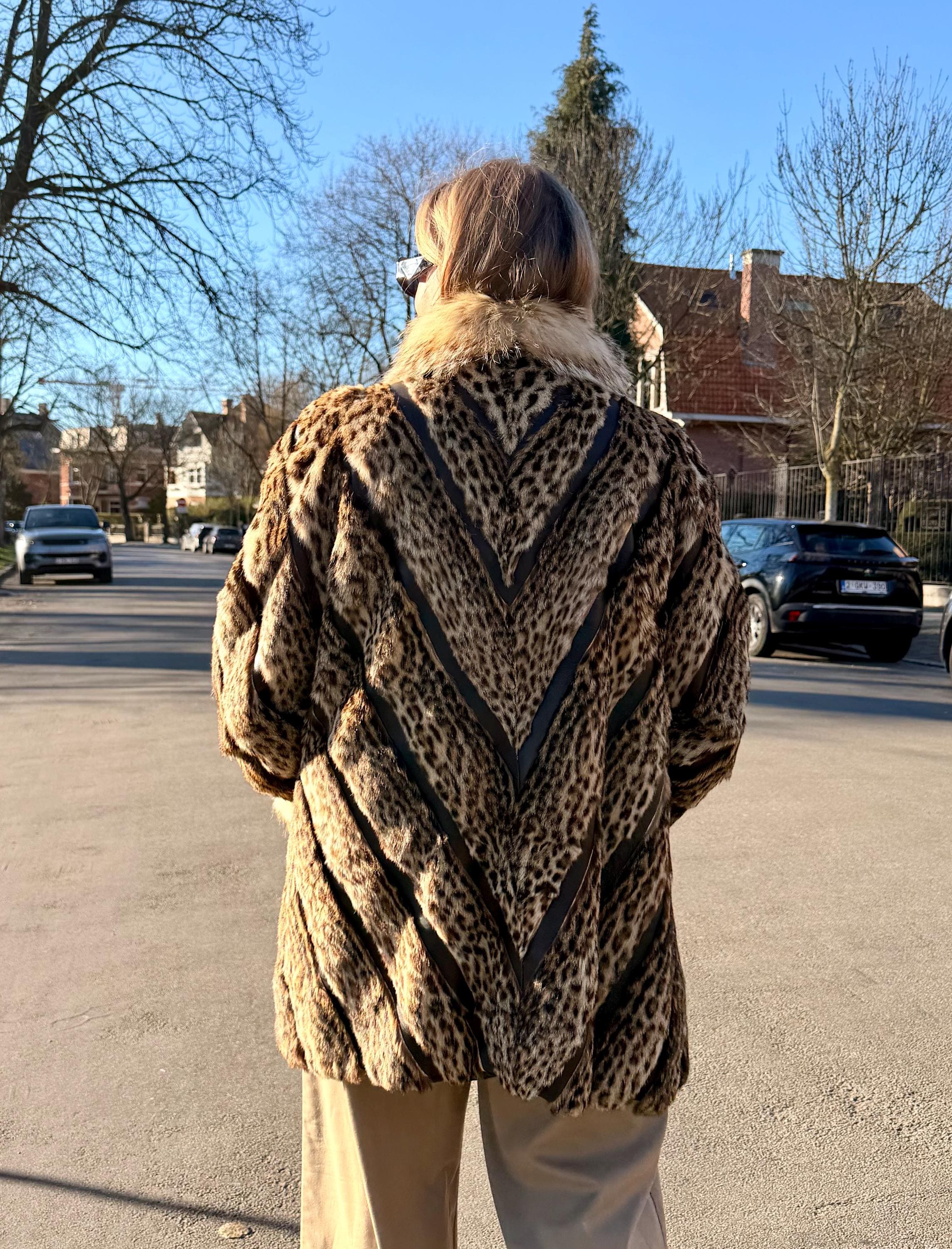 Leopard Print Fur Jacket L-2X