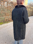 Black Lamb & Mink Fur Coat – S-M