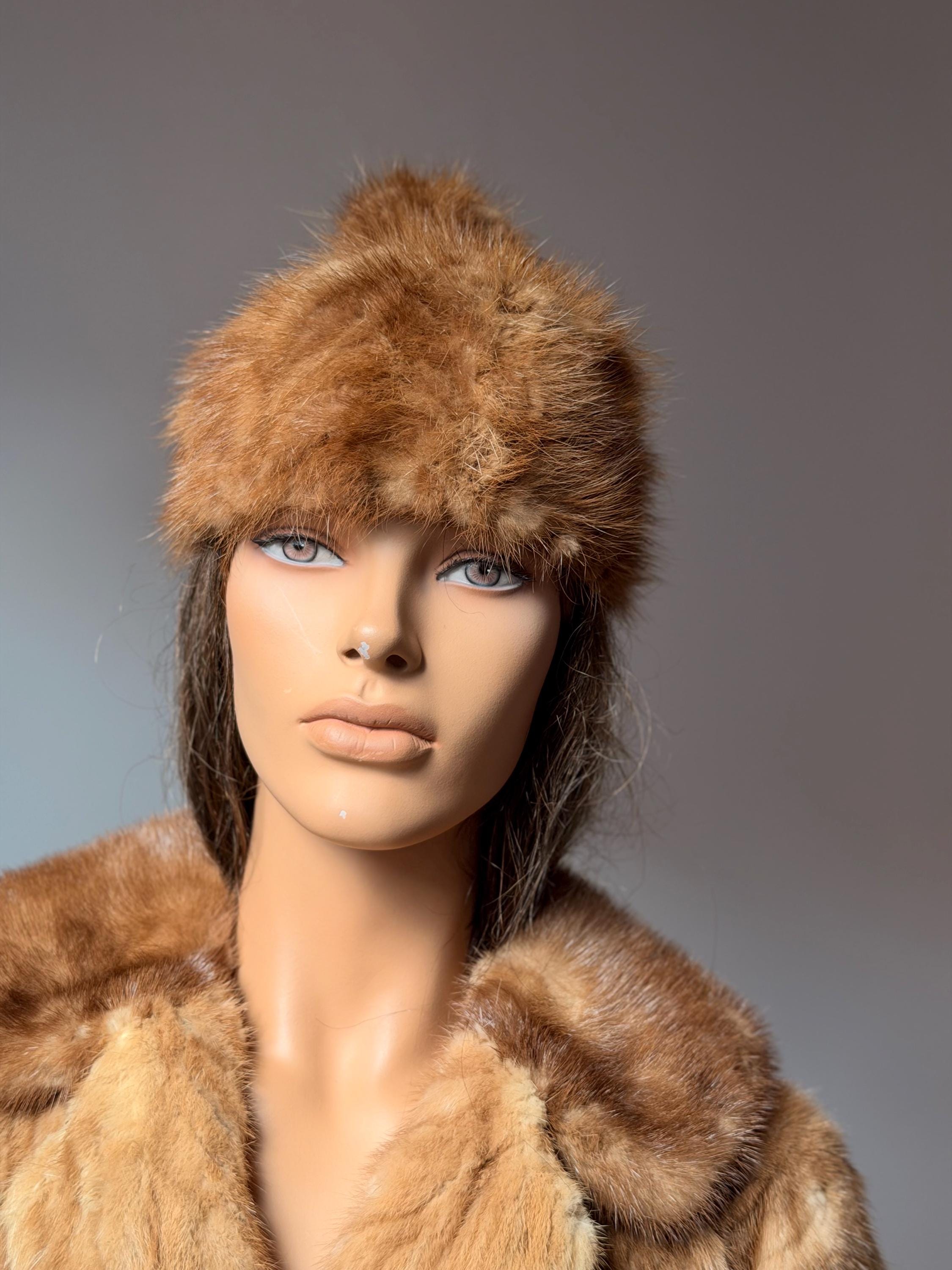 Pastel Mink Fur Hat with Pompom