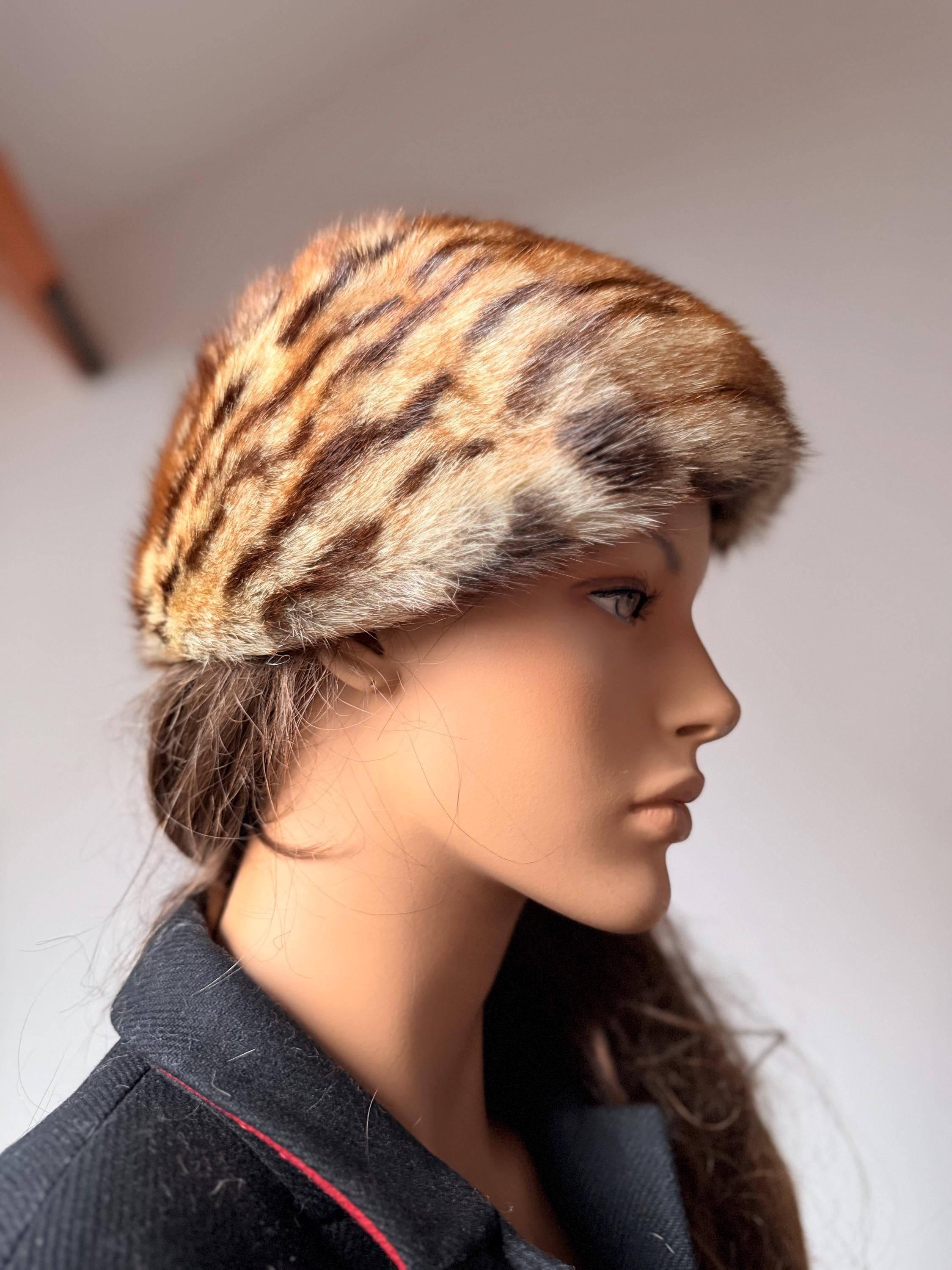 Tiger Print Fur Hat