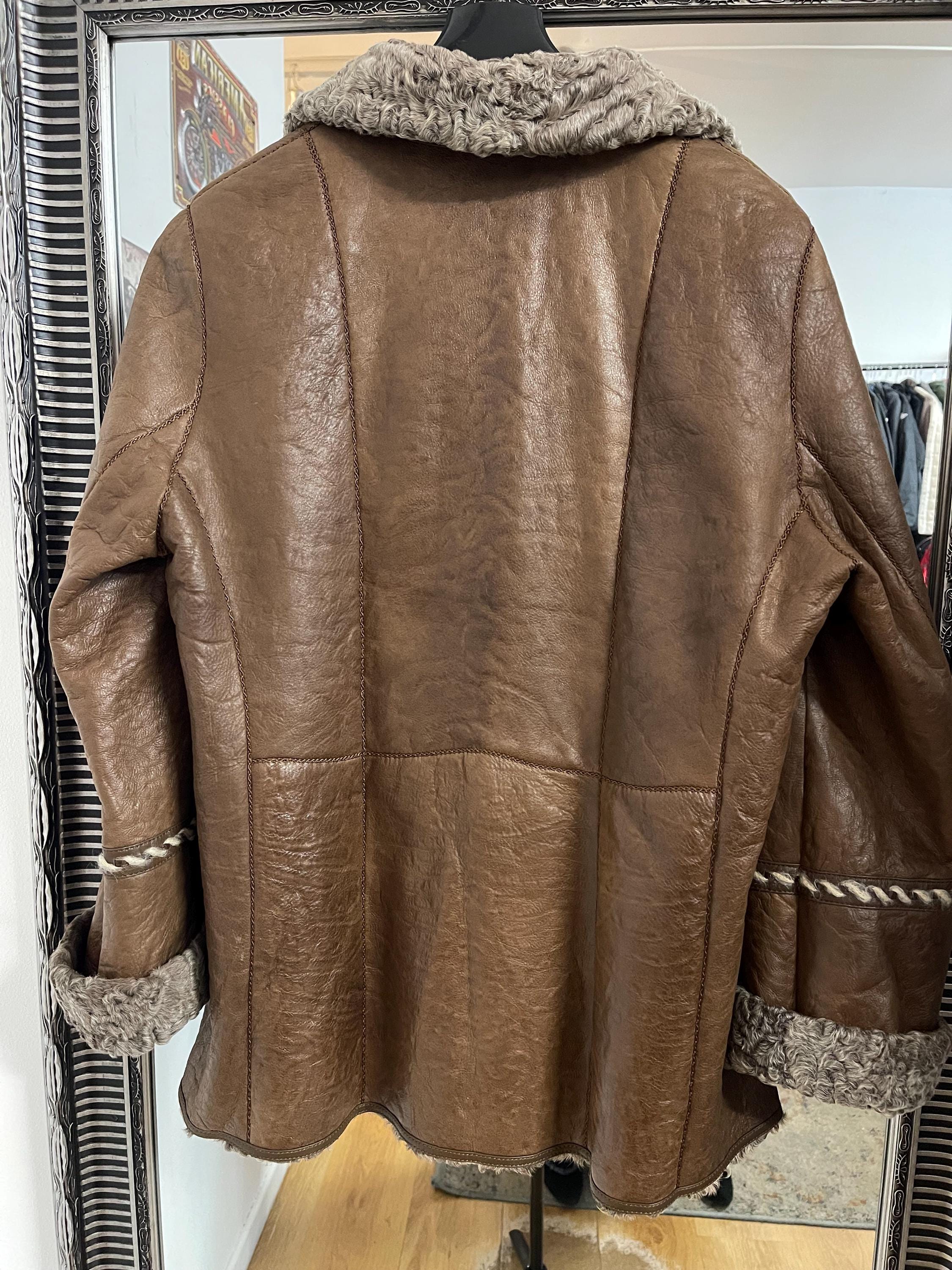 Brown Lamb Fur Jacket - M
