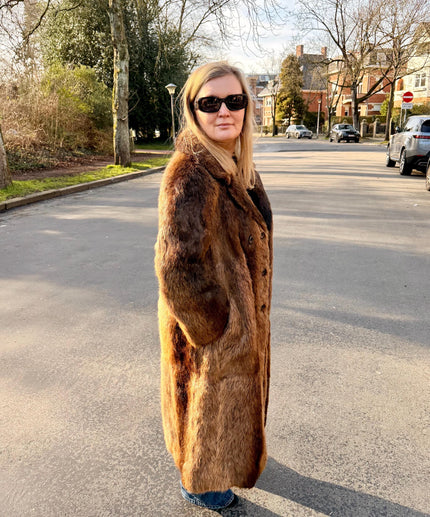 Long Beaver Fur Coat - L-XL