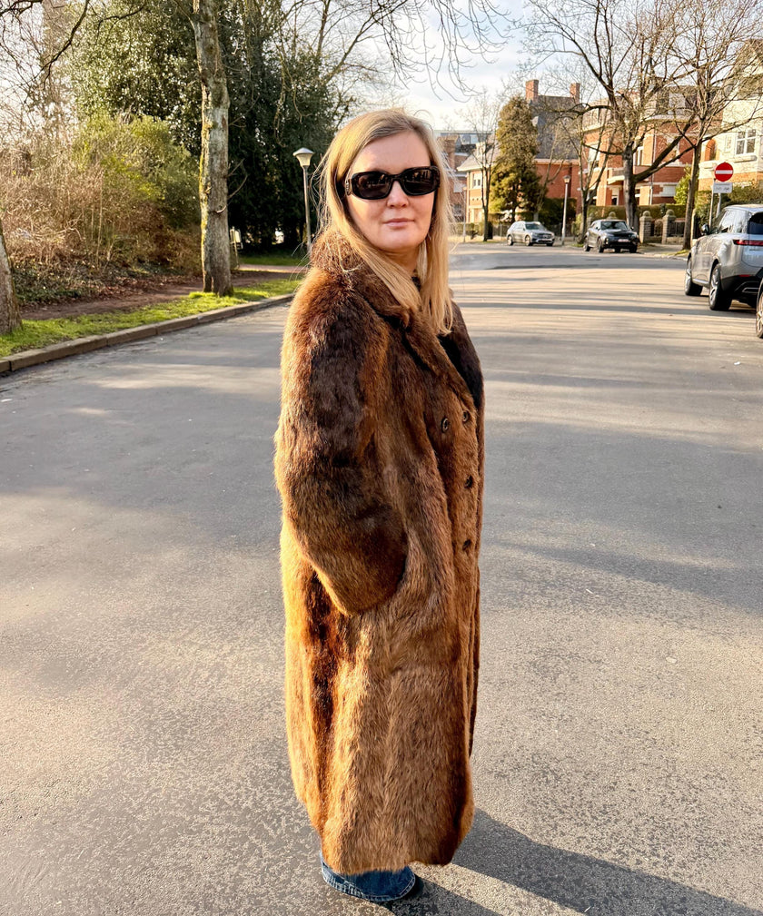 Long Beaver Fur Coat - L-XL