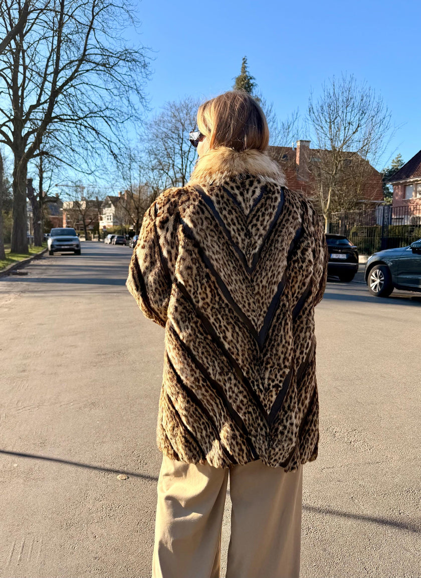 Leopard Print Fur Jacket L-2X