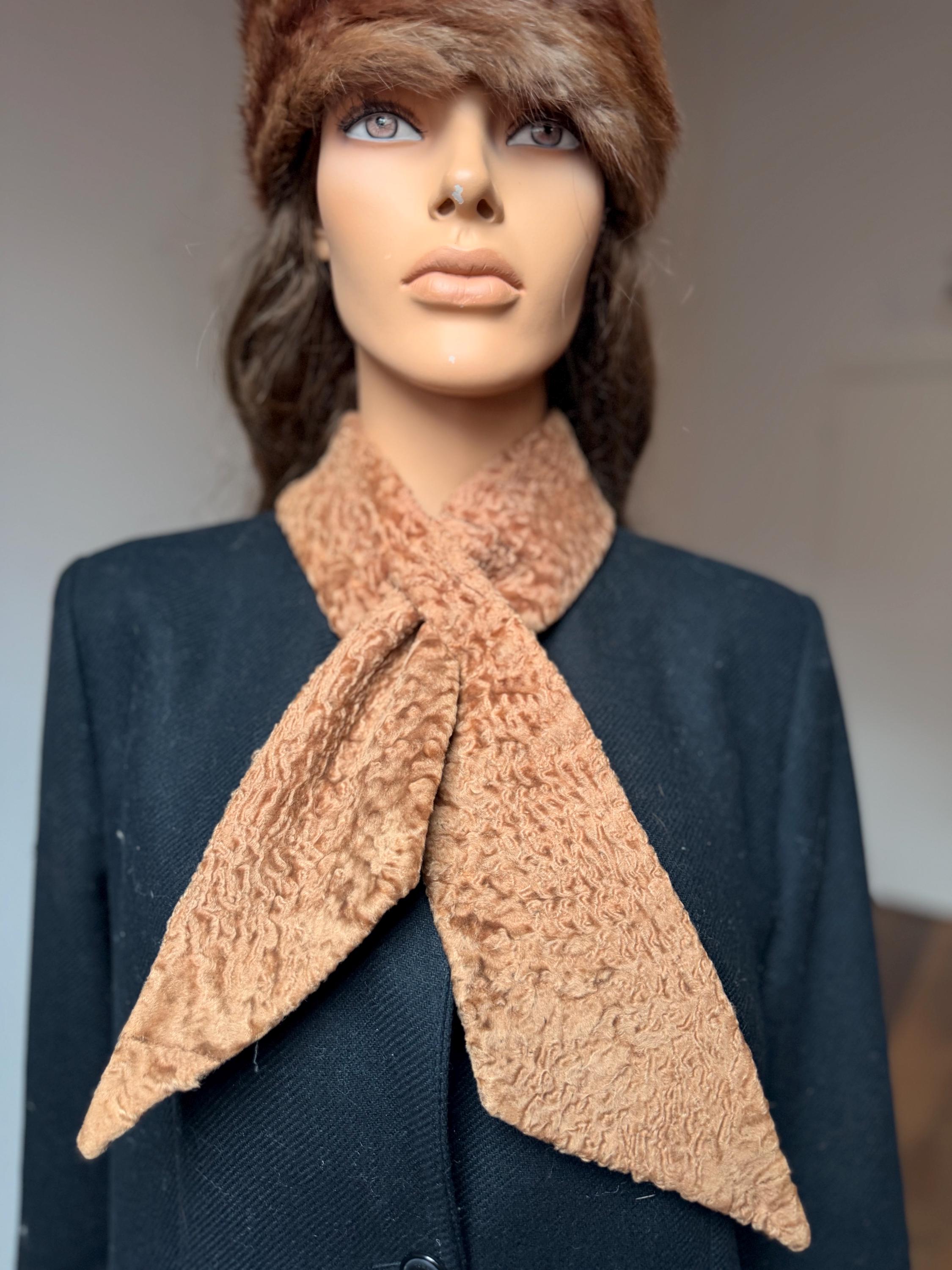 Beige Karakul Fur Scarf