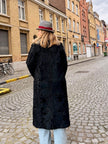 Black Broadtail Lamb Fur Coat - M-L
