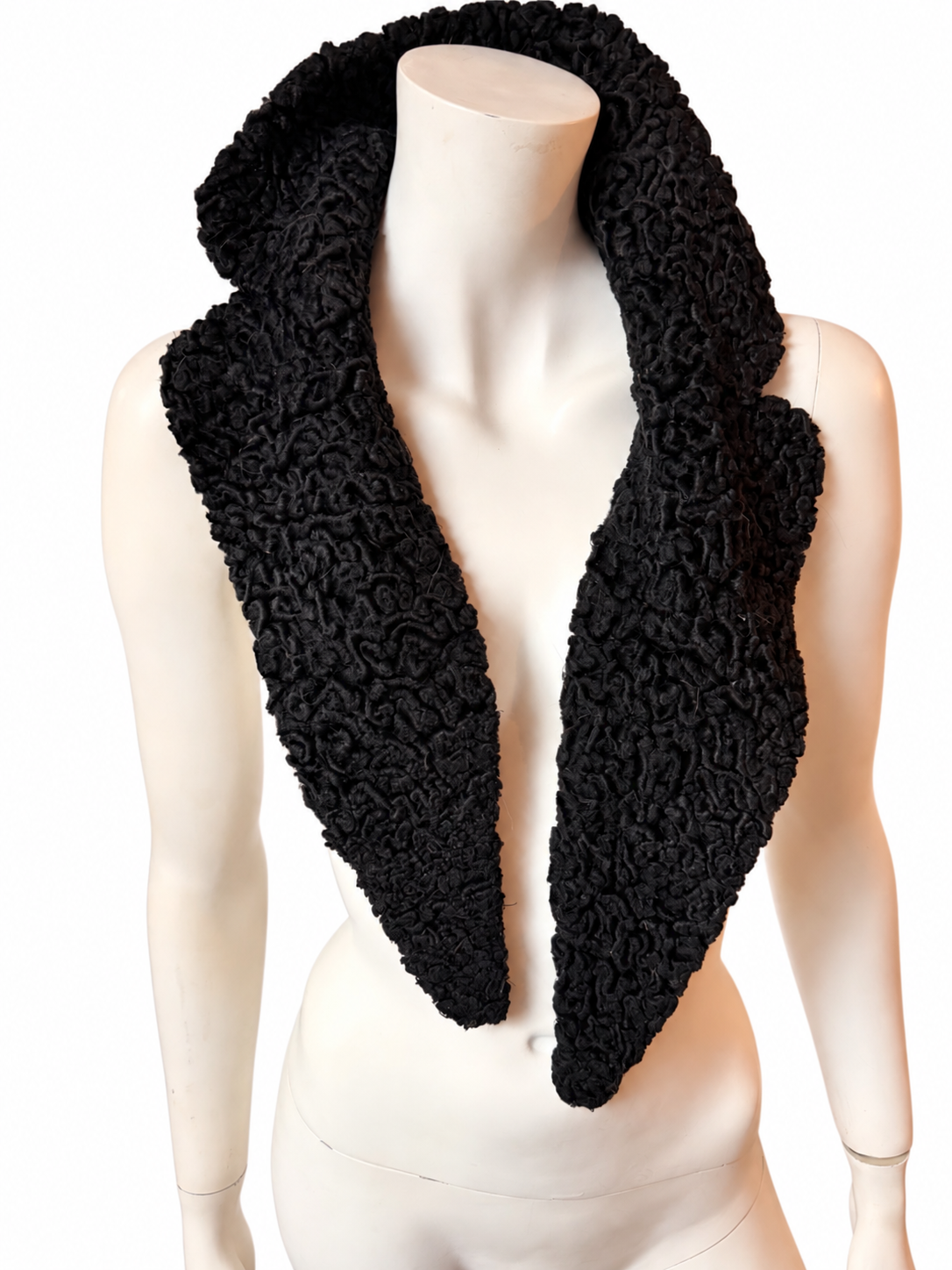 Black Astrakhan Karakul Fur Collar