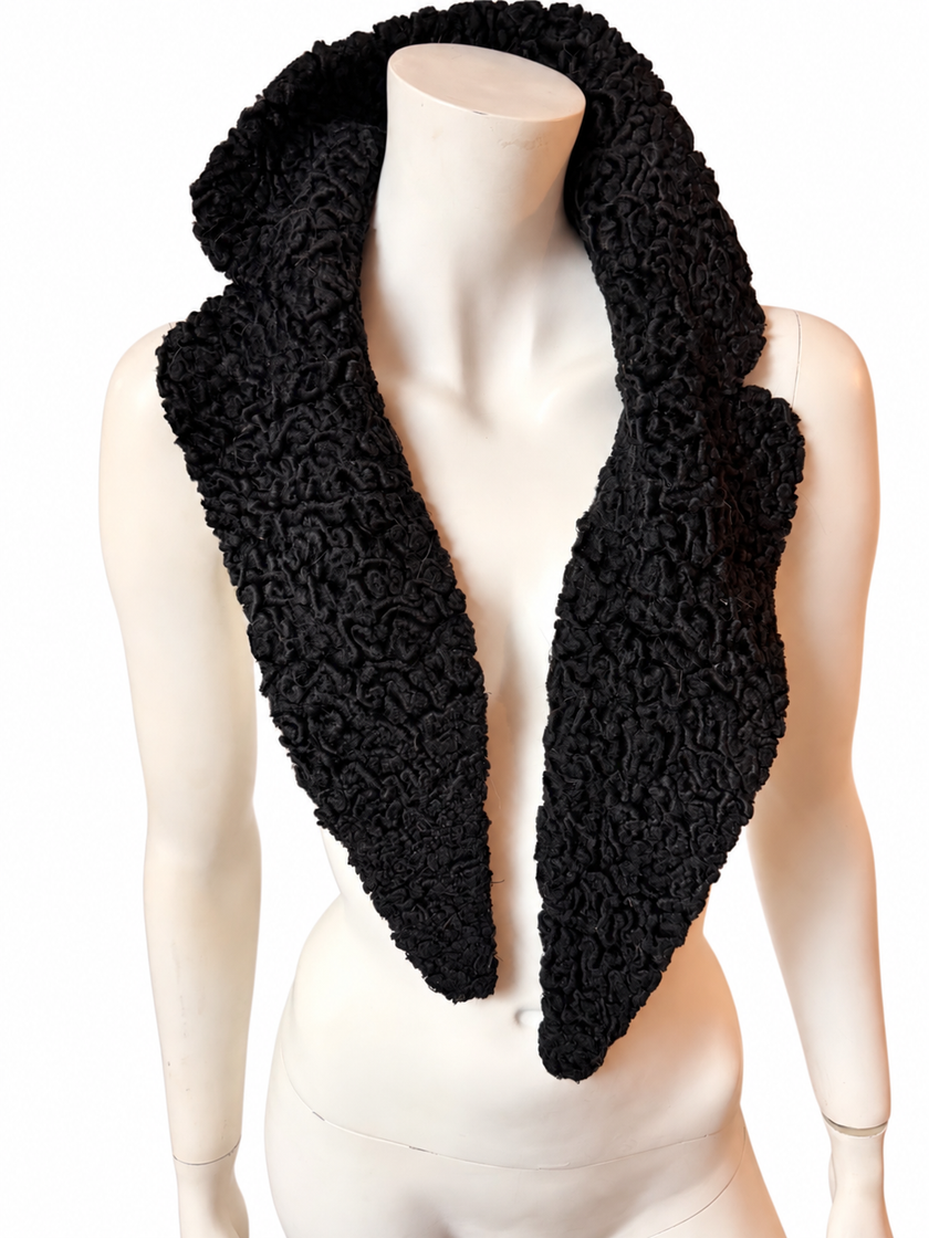 Black Astrakhan Karakul Fur Collar