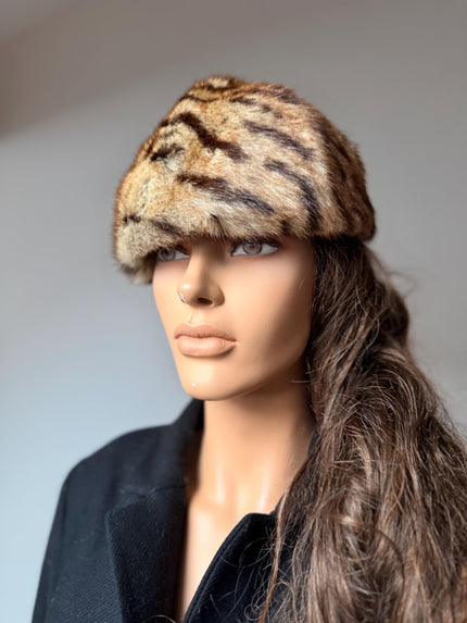 Tiger Print Fur Hat