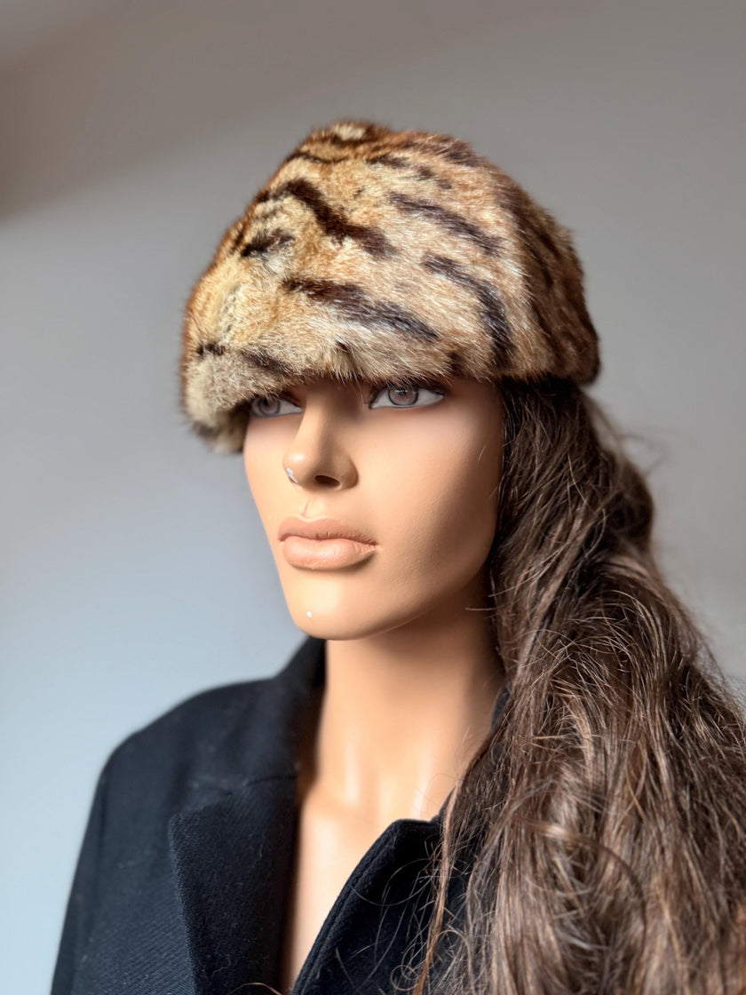 Tiger Print Fur Hat