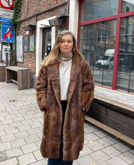 Long Muskrat Fur Coat - L-XL