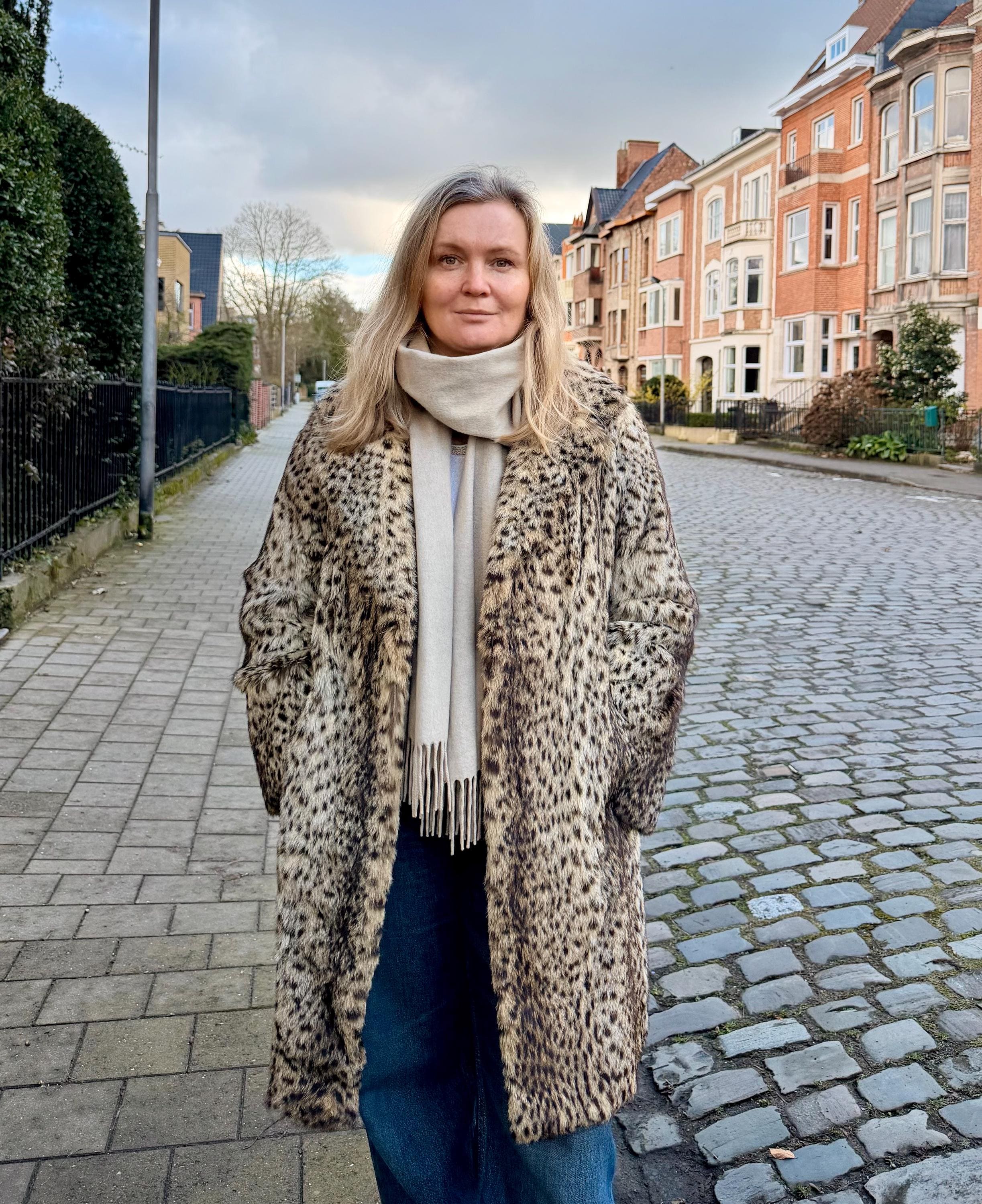 Leopard Print Fur Coat – M–L