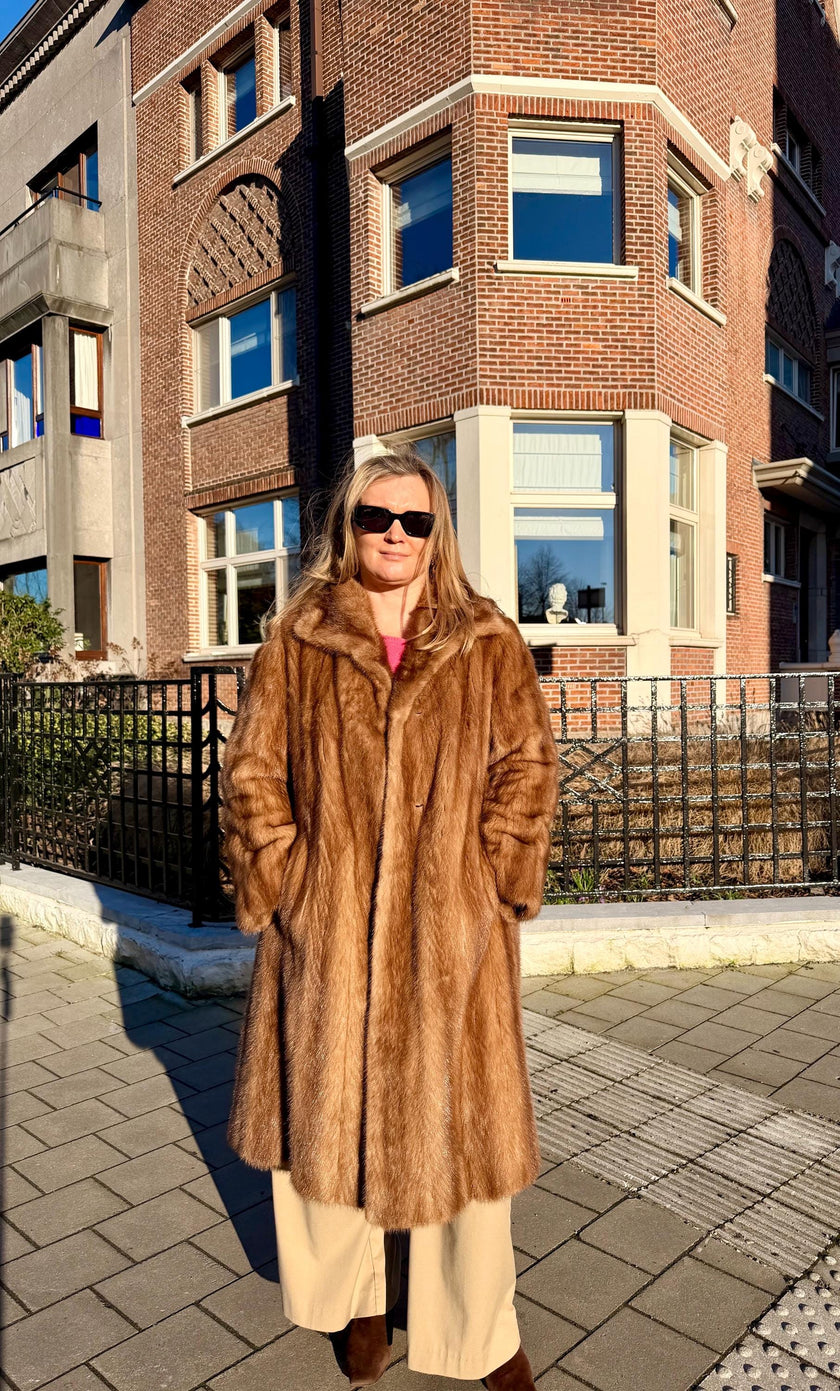Pastel Mink Fur Coat – S-M