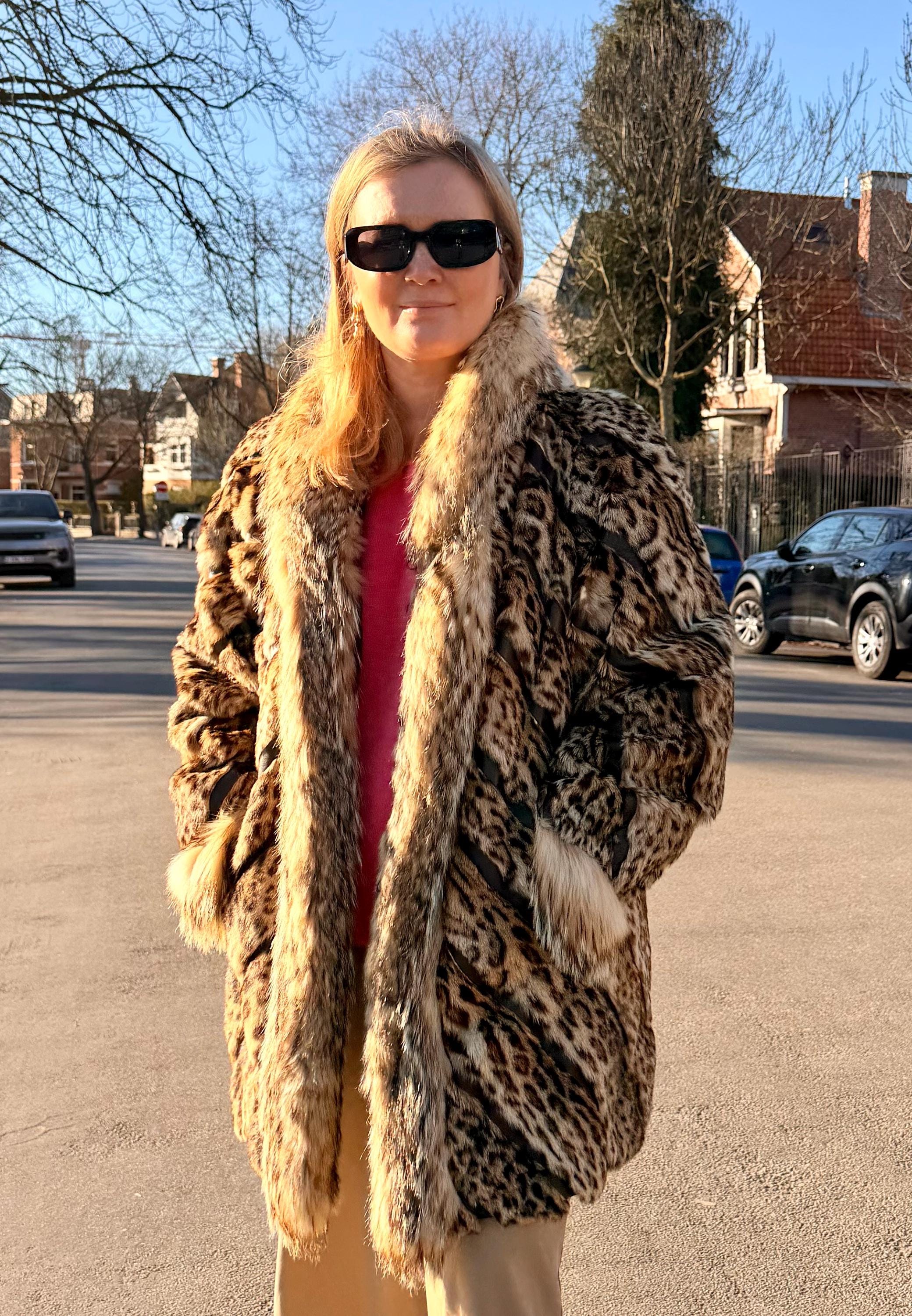 Leopard Print Fur Jacket L-2X