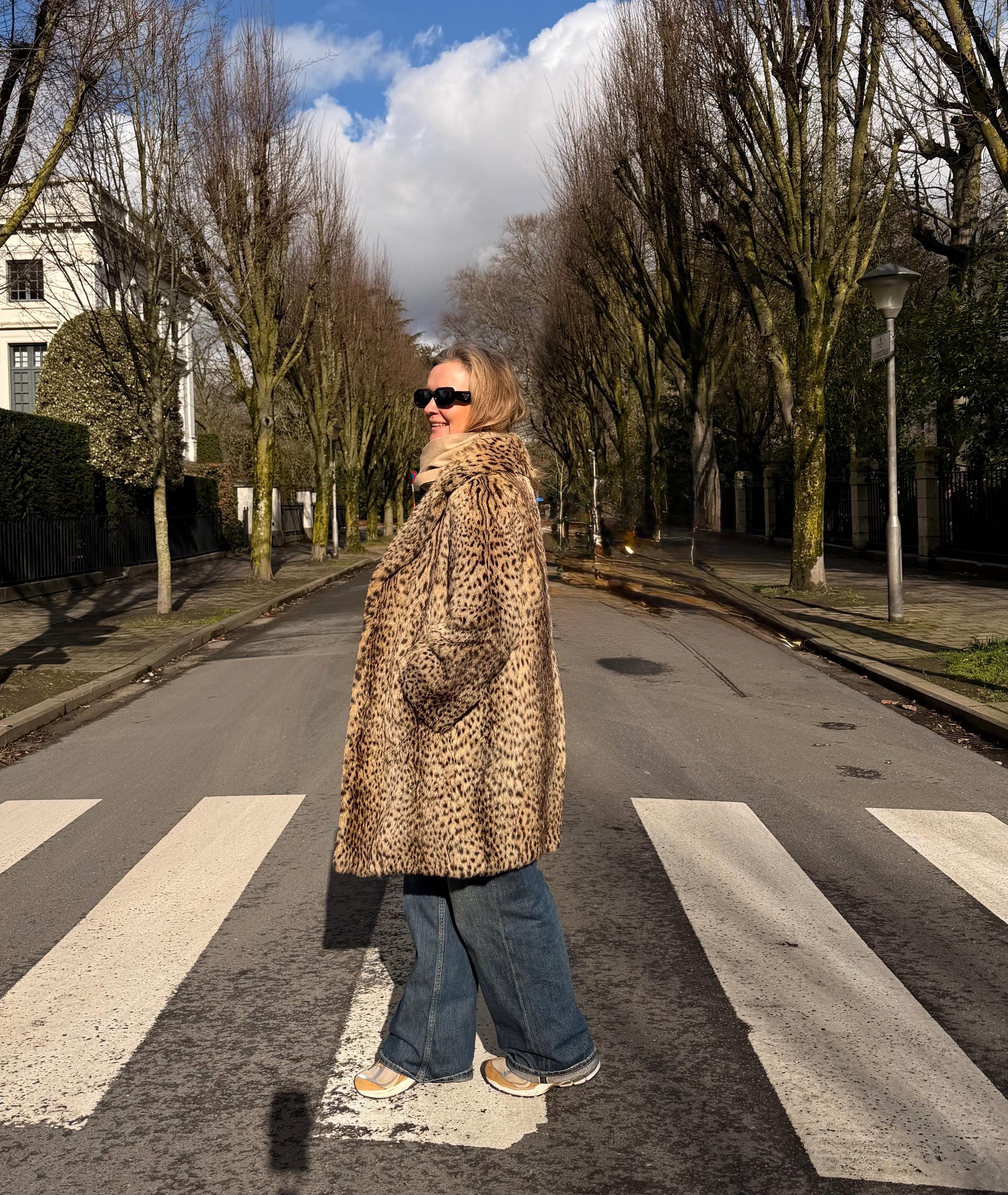 Leopard Print Fur Coat – M–L