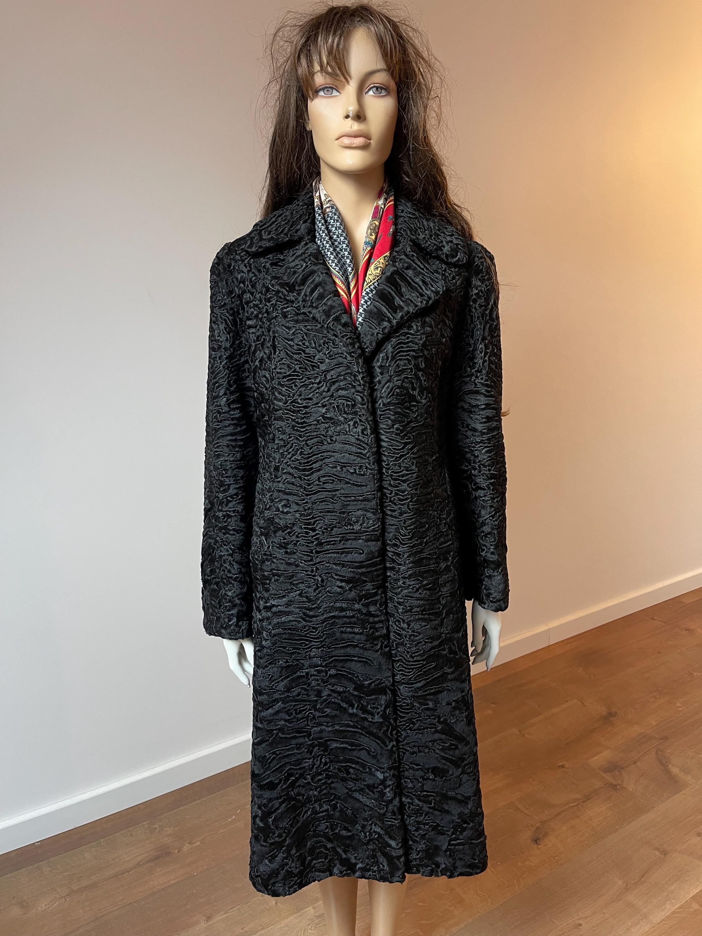 Black Lamb Fur Coat - XL - 2X