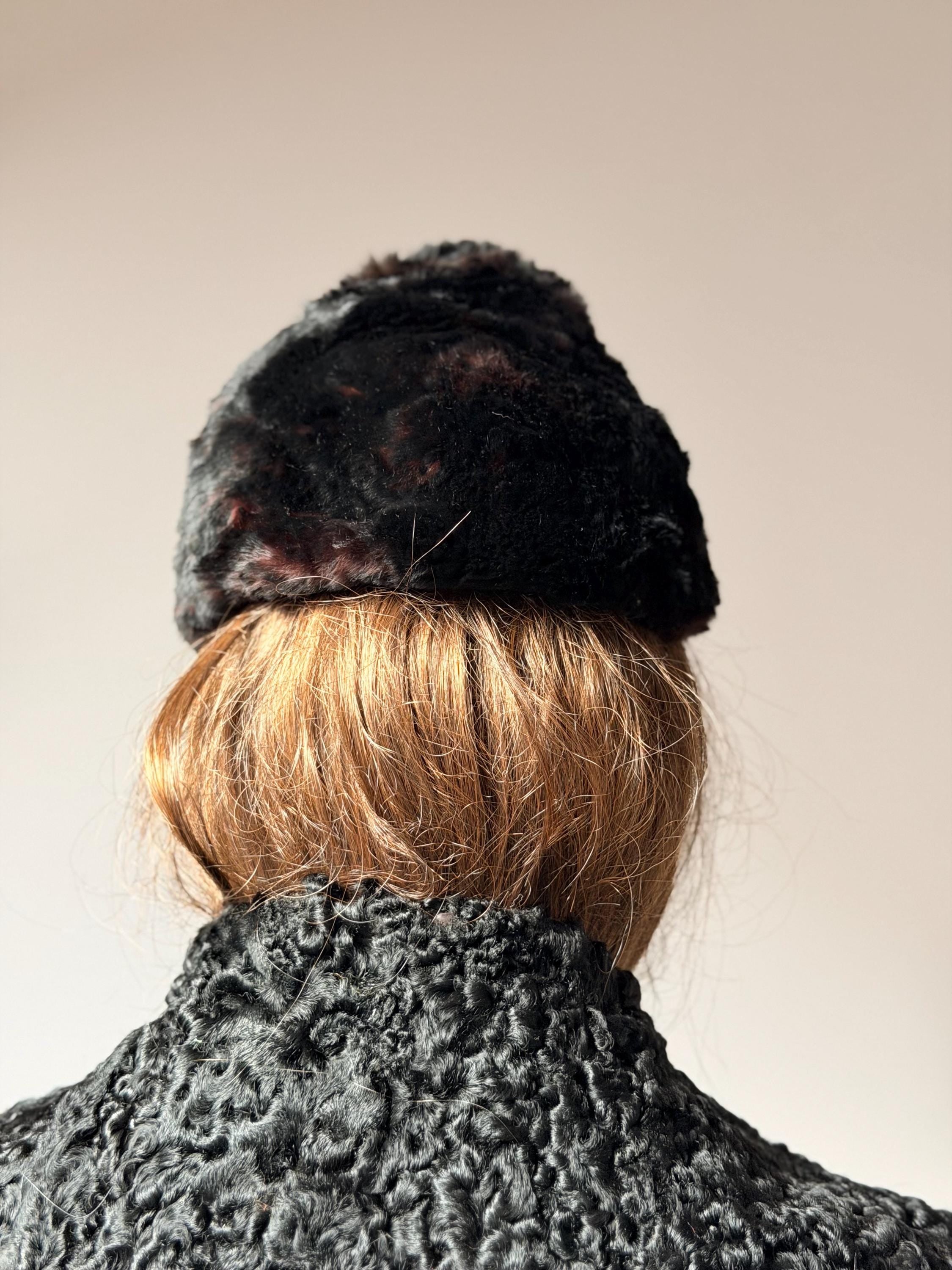 Black Rabbit Fur Hat