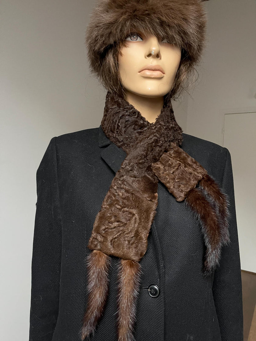 Brown Karakul Fur Scarf