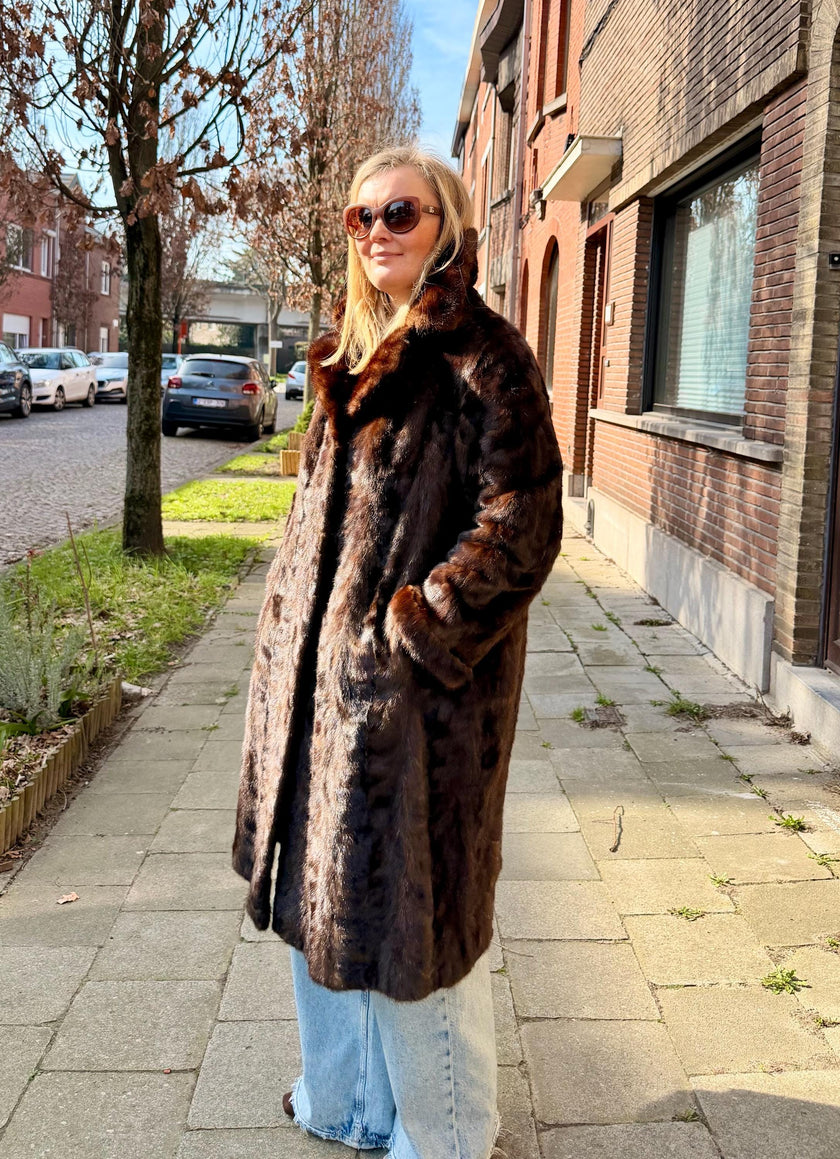 Brown Mink Fur Coat – M-XL