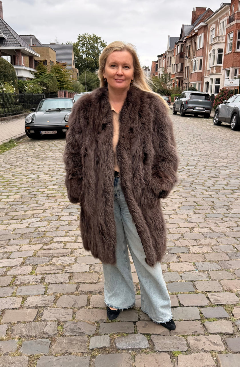 Long Fox Vintage Coat- M-L