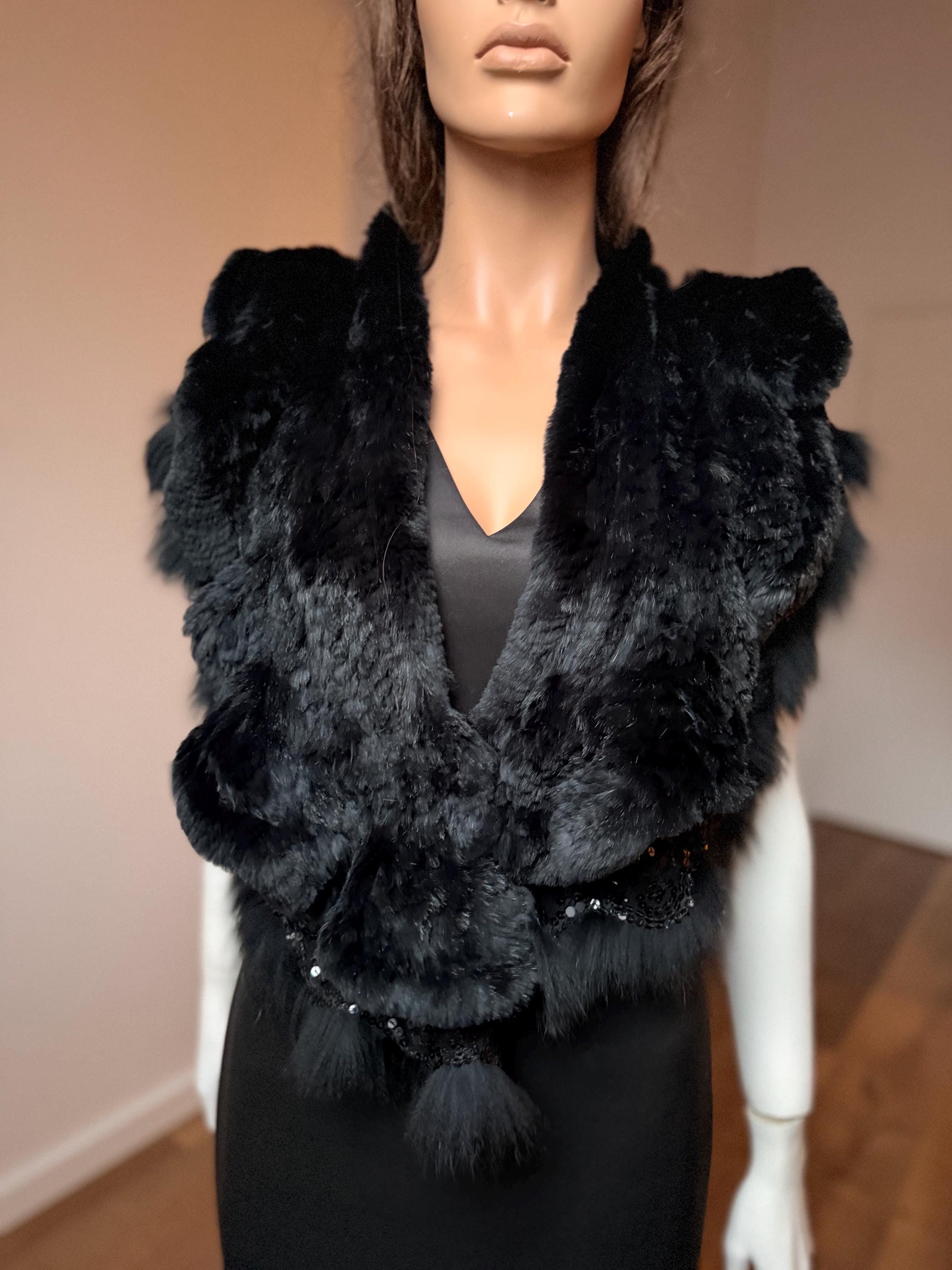 Black Rabbit Fur Stole