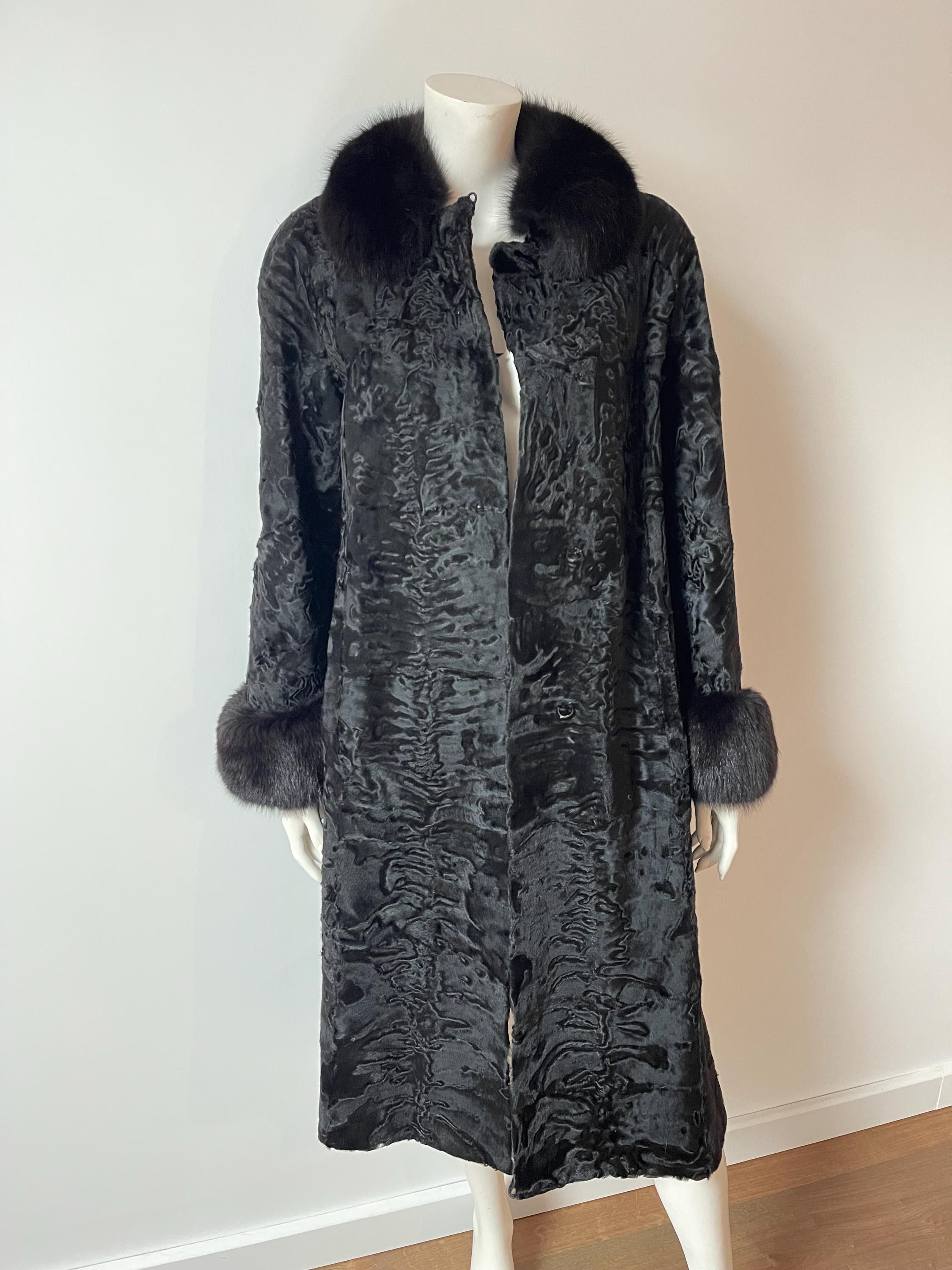 Black Swakara Fur Coat - M–L