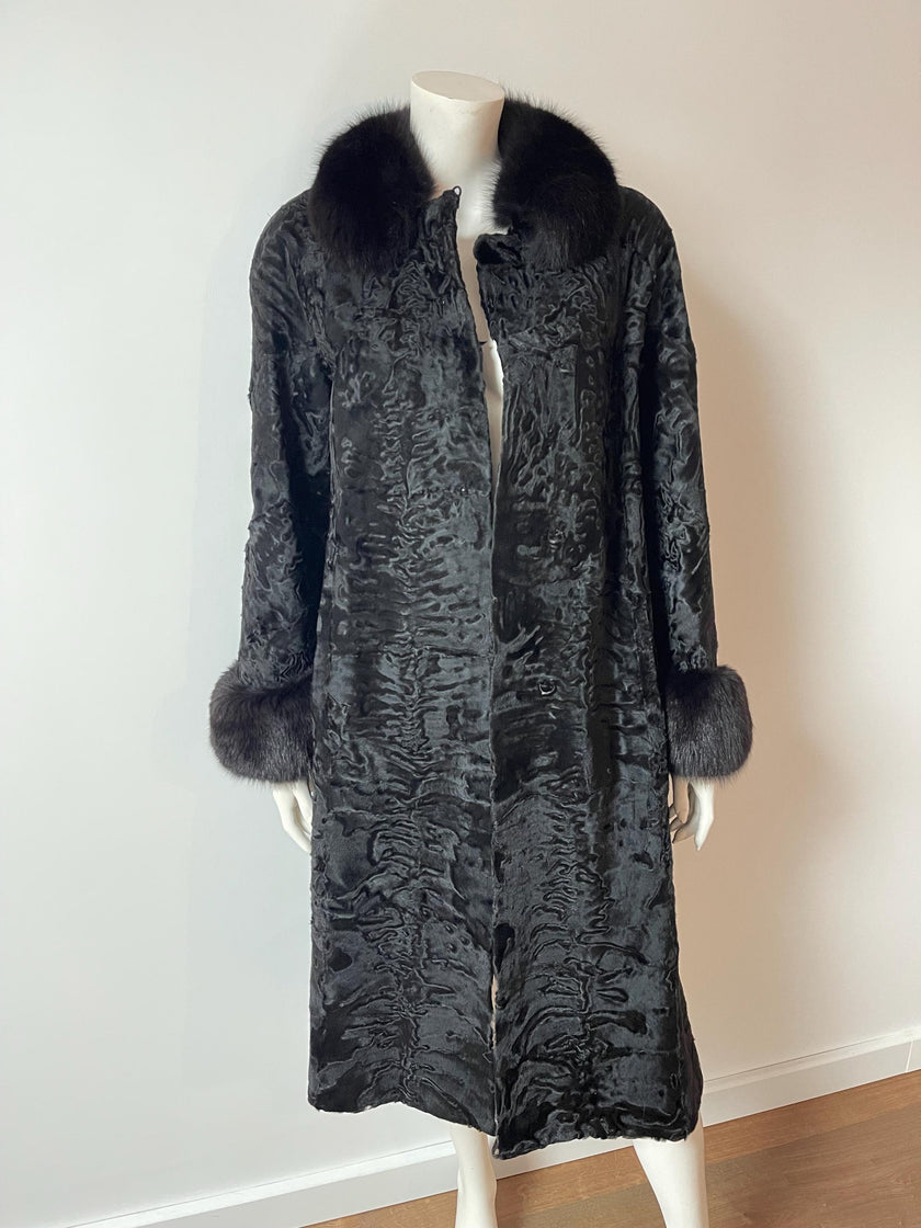 Black Swakara Fur Coat - M–L