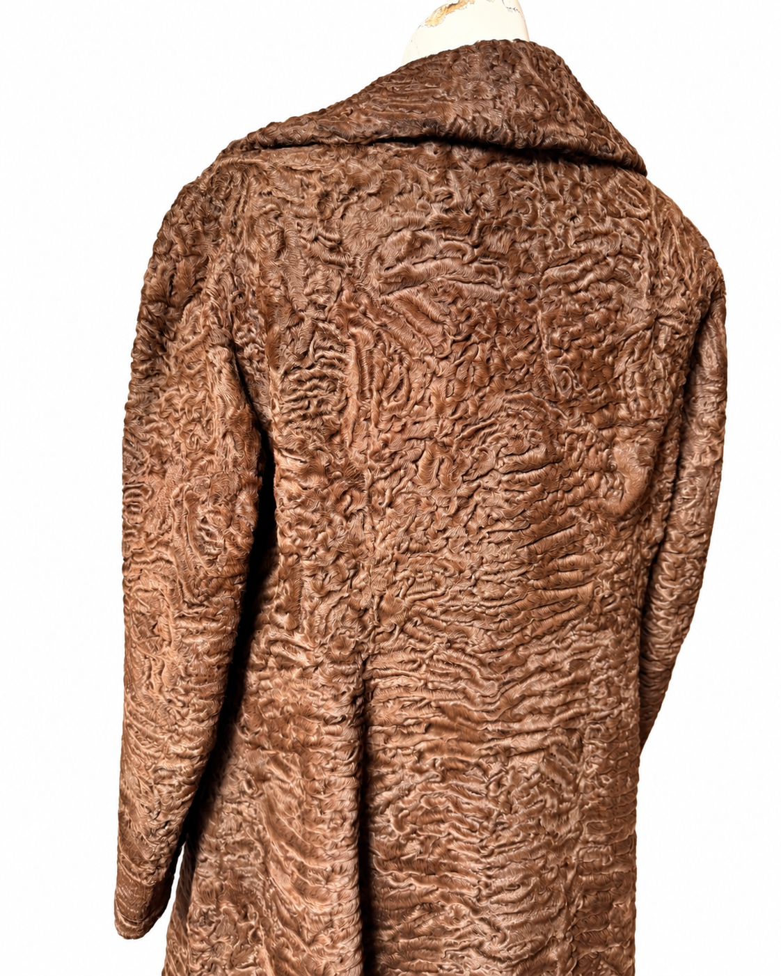 Brown Long Lamb l Fur Coat - M-L