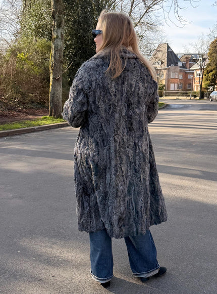Grey Goat Fur Coat - S