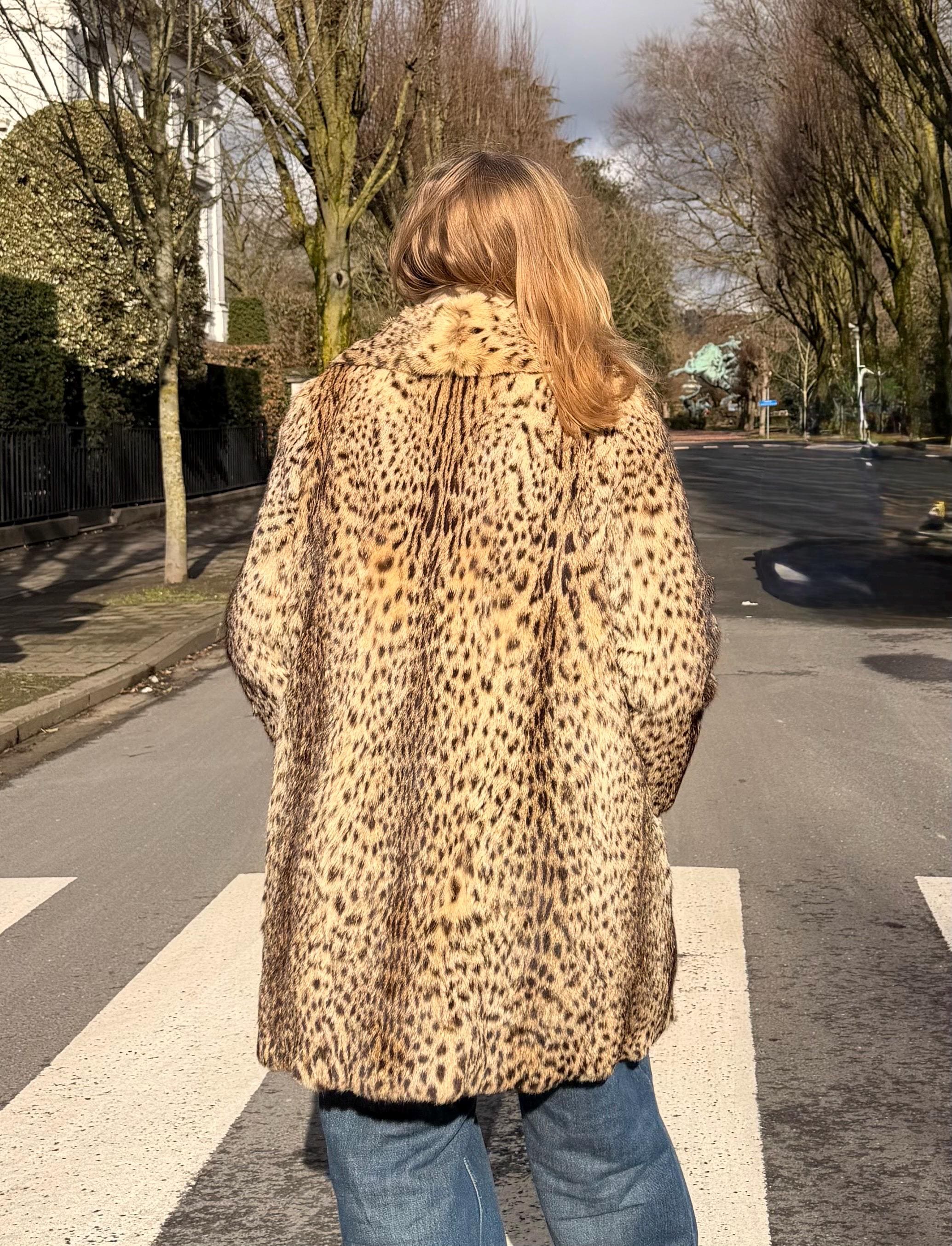 Leopard Print Fur Coat – M–L