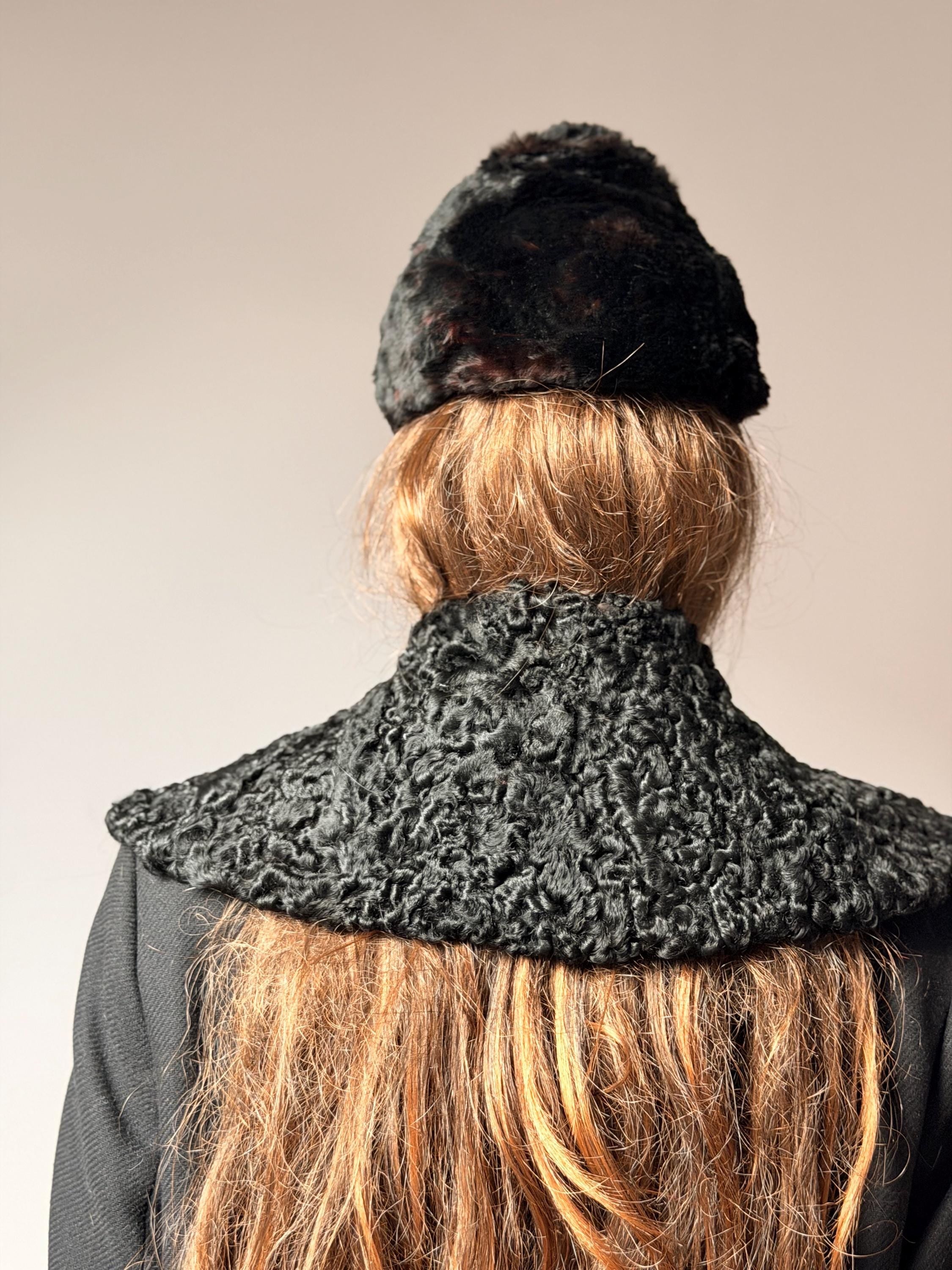 Black Rabbit Fur Hat