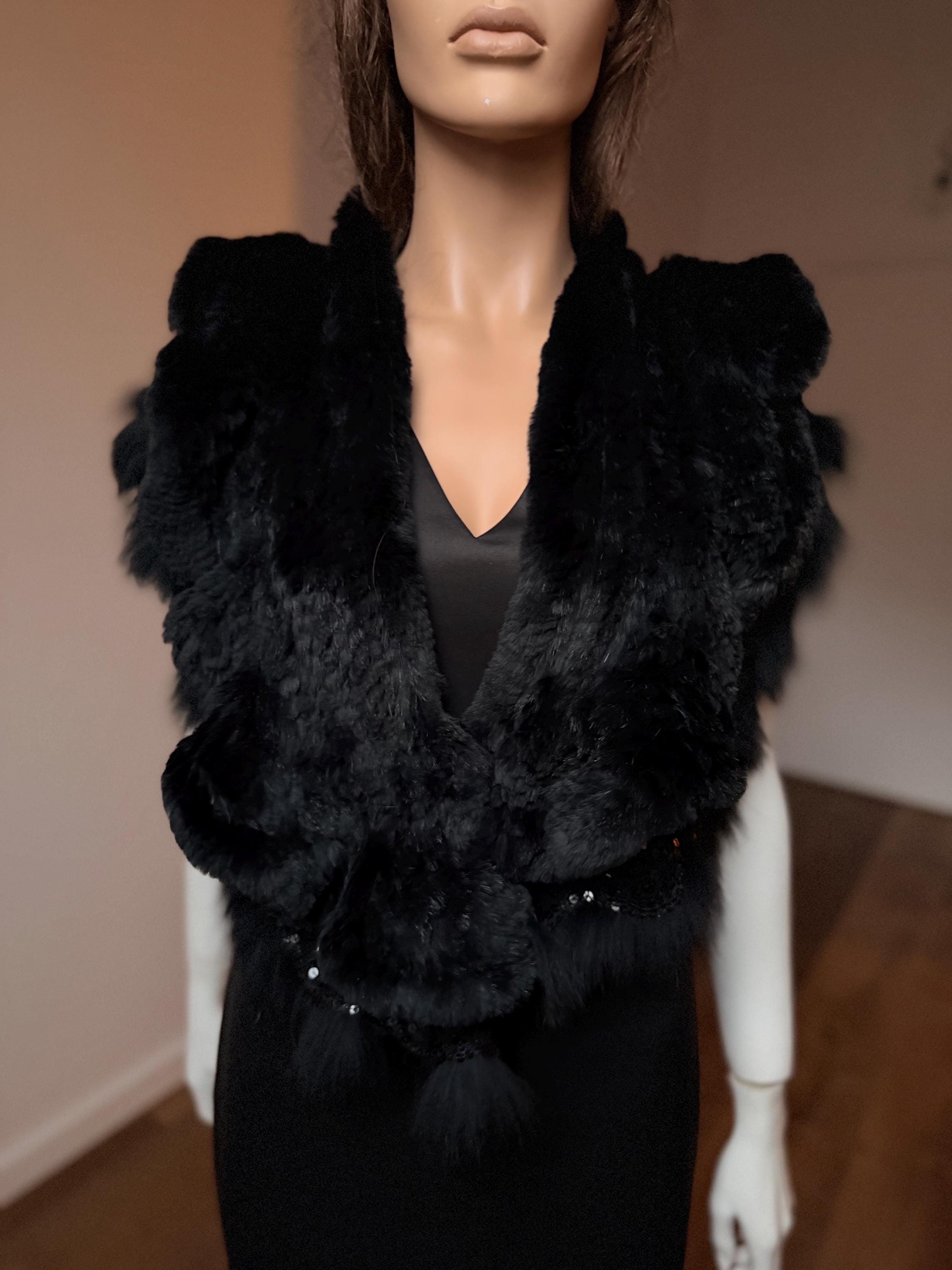 Black Rabbit Fur Stole