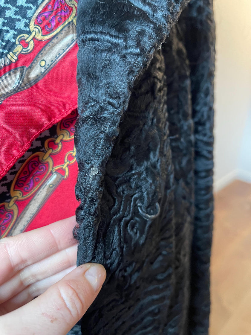 Black Lamb Fur Coat - XL - 2X