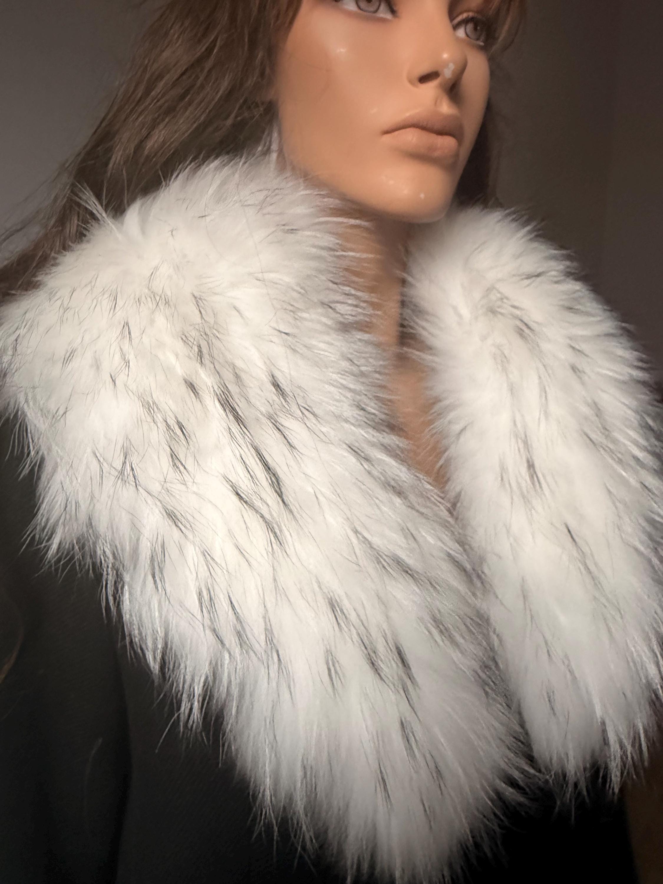 White Raccoon Fur Collar