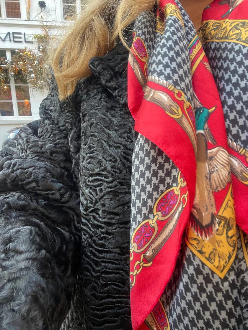 Black Lamb Fur Coat - XL - 2X