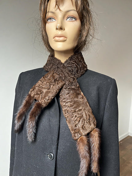 Brown Karakul Fur Scarf