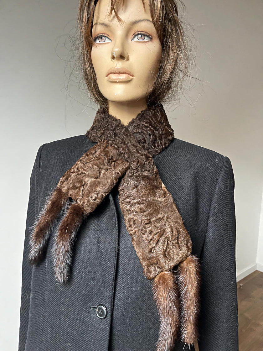 Brown Karakul Fur Scarf