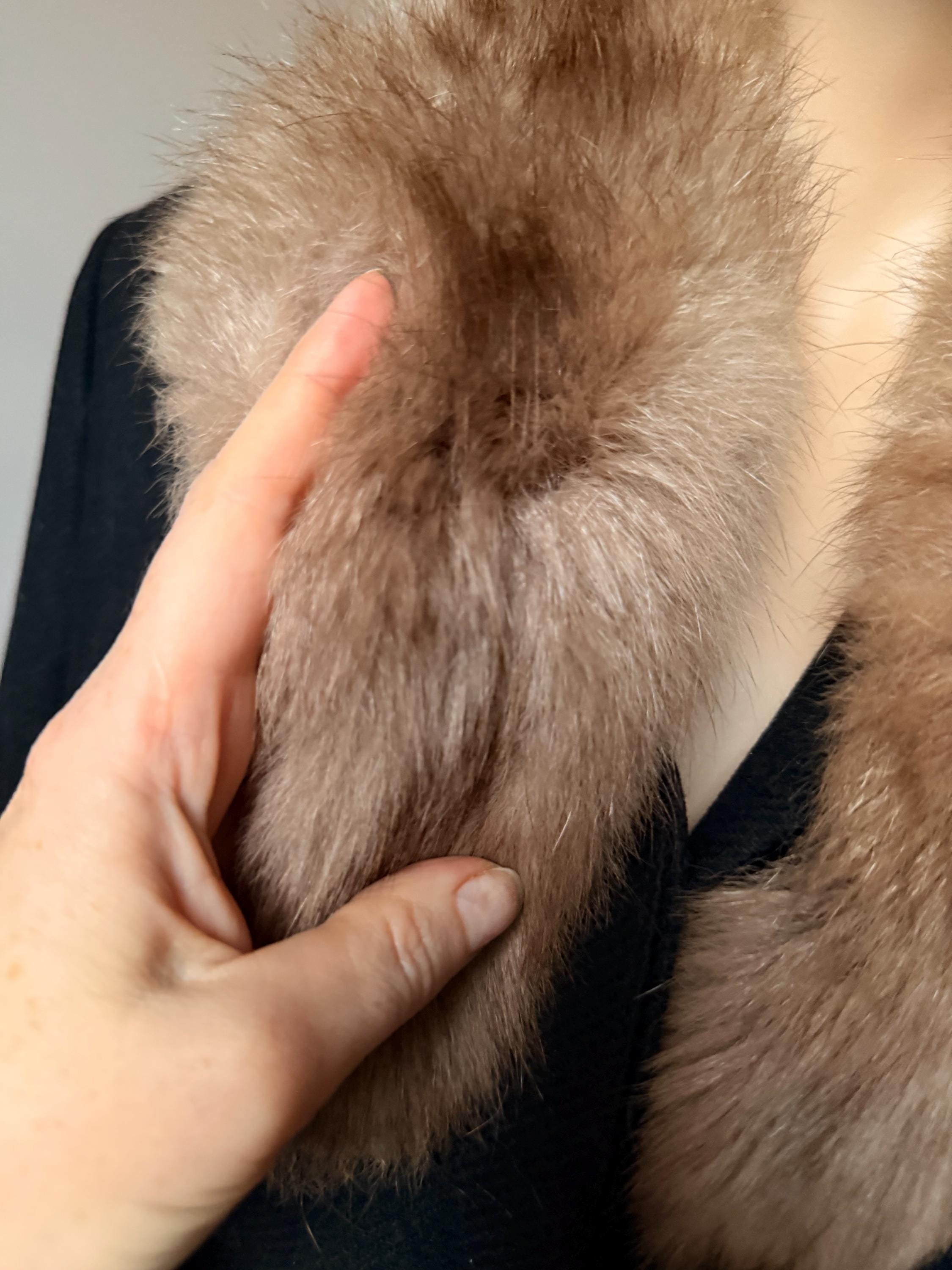 Beige Lamb Fur Collar